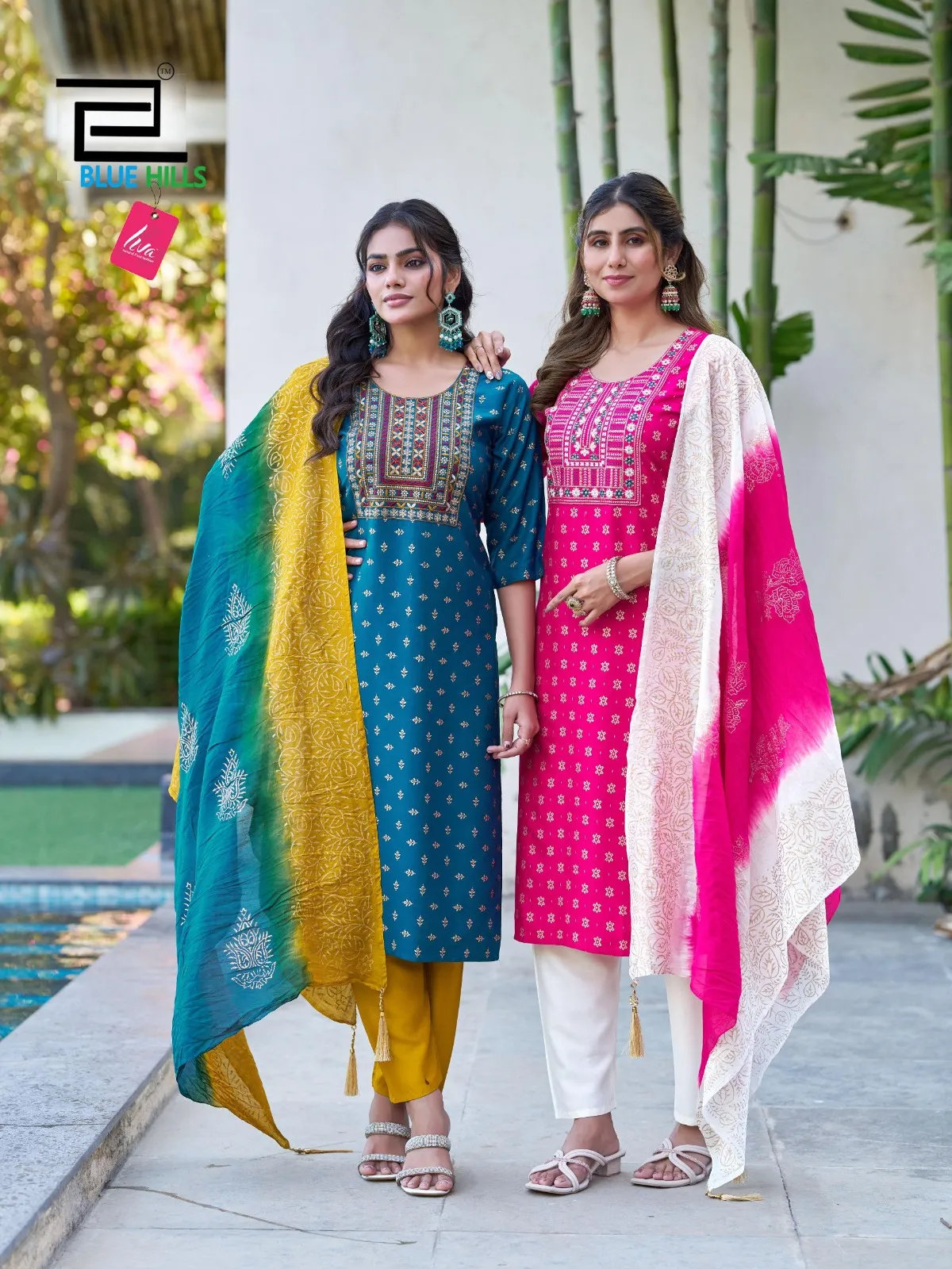 Blue Hills Janki Rayon With Thread Embroidery Top Bottom Dupatta