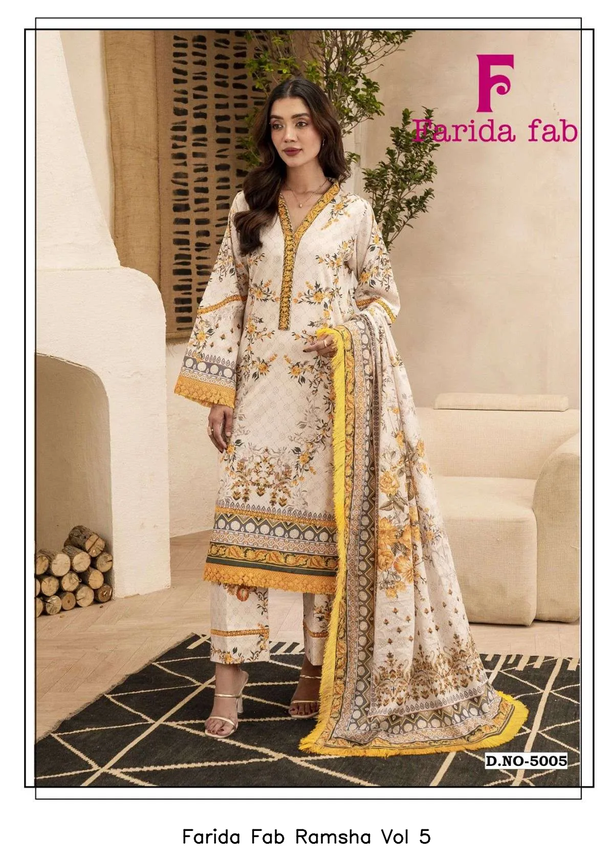 Farida Fab Ramsha Vol 5 — Unstitched Suits, Farida wholesale from Surat — view 2