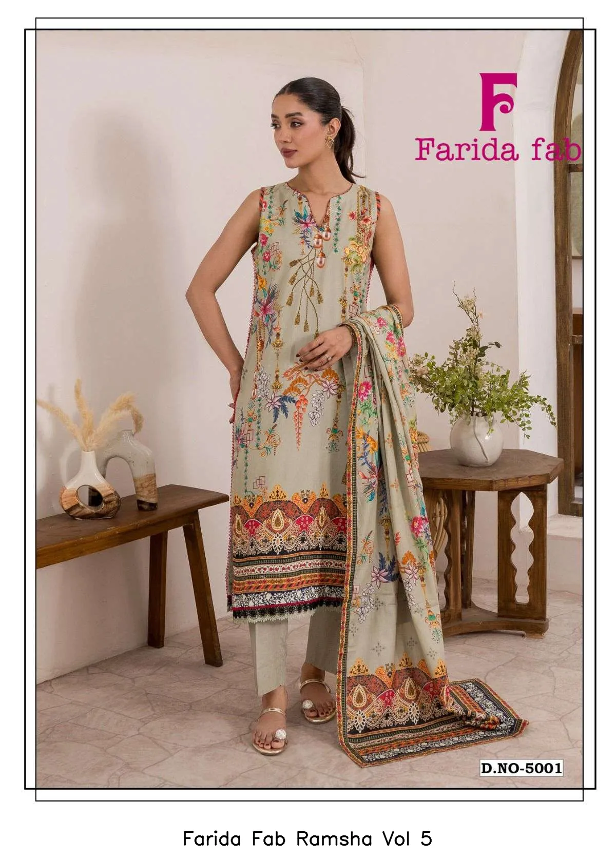 Farida Fab Ramsha Vol 5 — Unstitched Suits, Farida wholesale from Surat — view 3