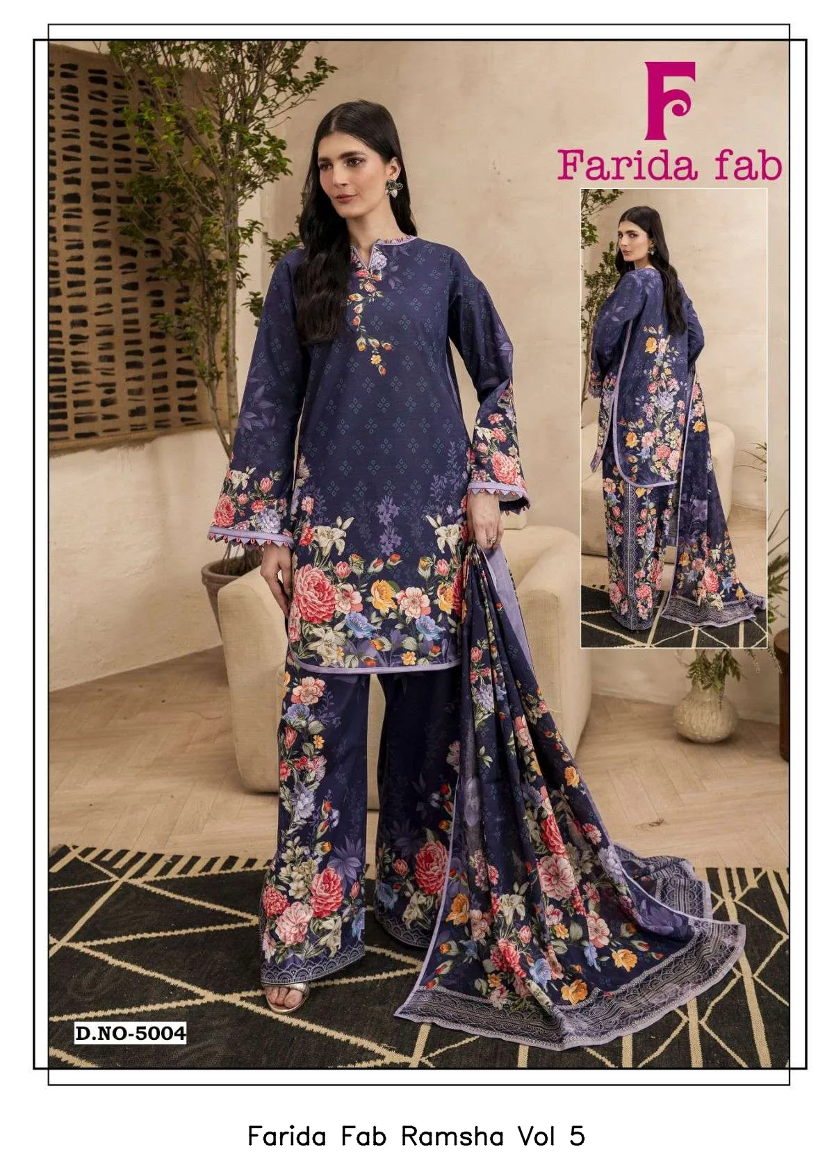 Farida Fab Ramsha Vol 5 — Unstitched Suits, Farida wholesale from Surat — view 4
