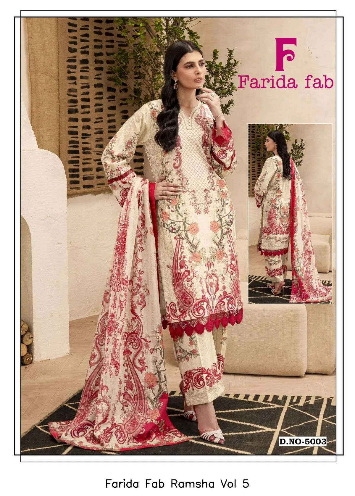Farida Fab Ramsha Vol 5 — Unstitched Suits, Farida wholesale from Surat — view 5