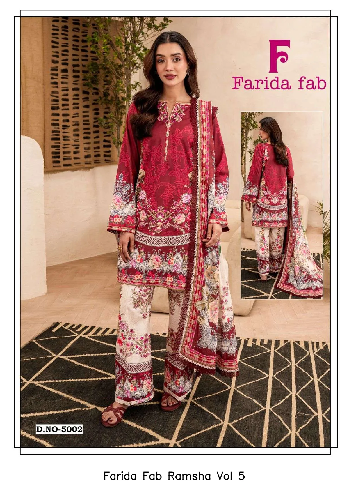 Farida Fab Ramsha Vol 5 — Unstitched Suits, Farida wholesale from Surat — view 6