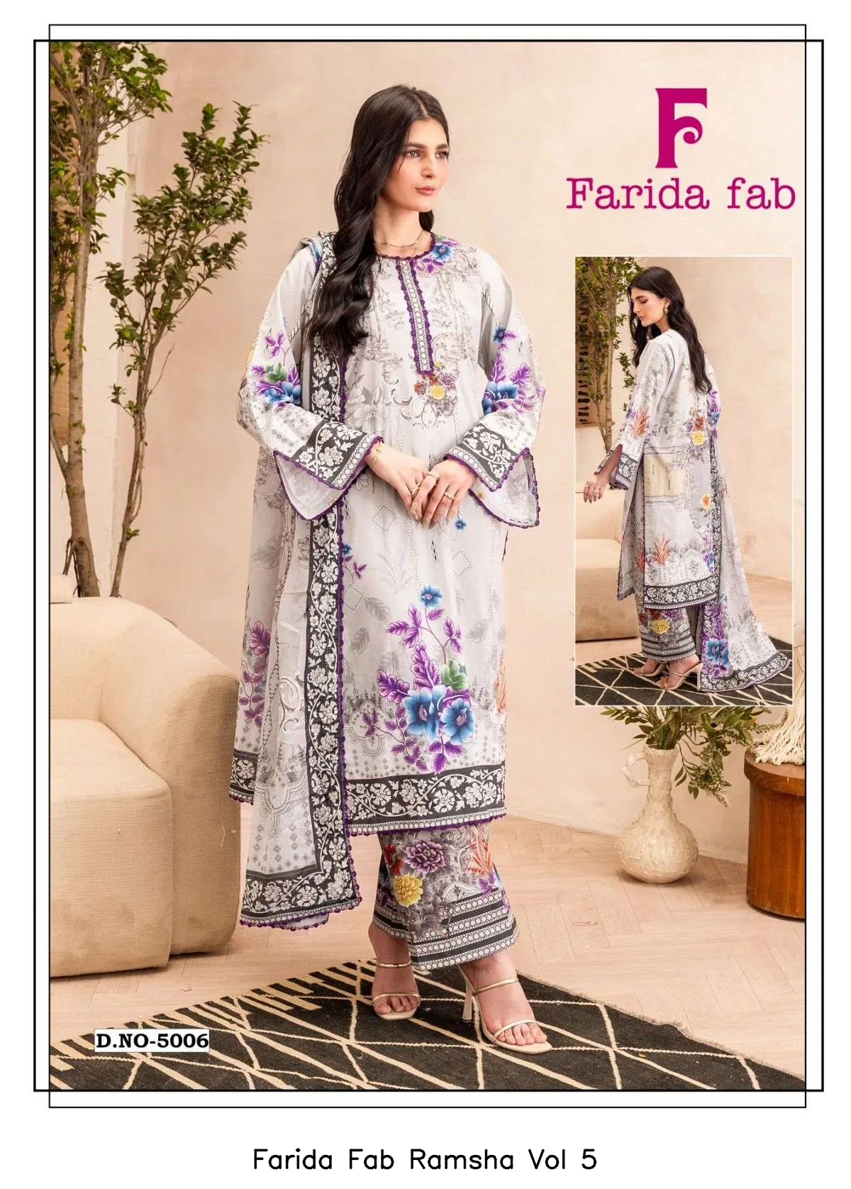 Farida Fab Ramsha Vol 5 — Unstitched Suits, Farida wholesale from Surat — view 8