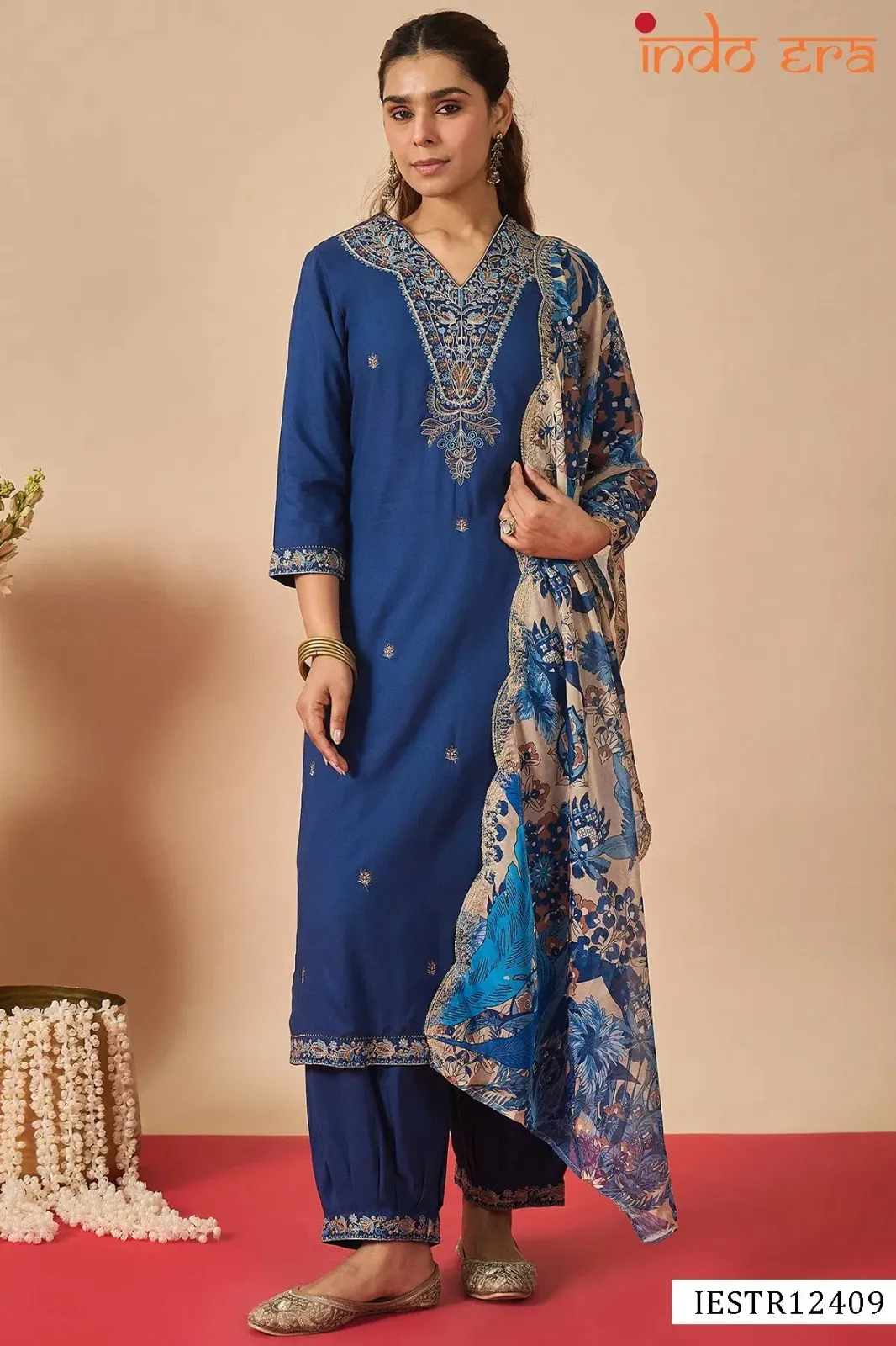 Indo Era 2597 Ethnic Motifs Embroidered Kurti Pant And Dupatta Set