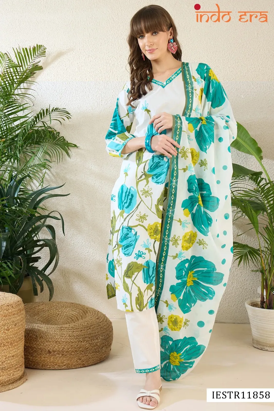 Indo Era 2611 Pure Cotton Motifs Printed Regular Kurta Set