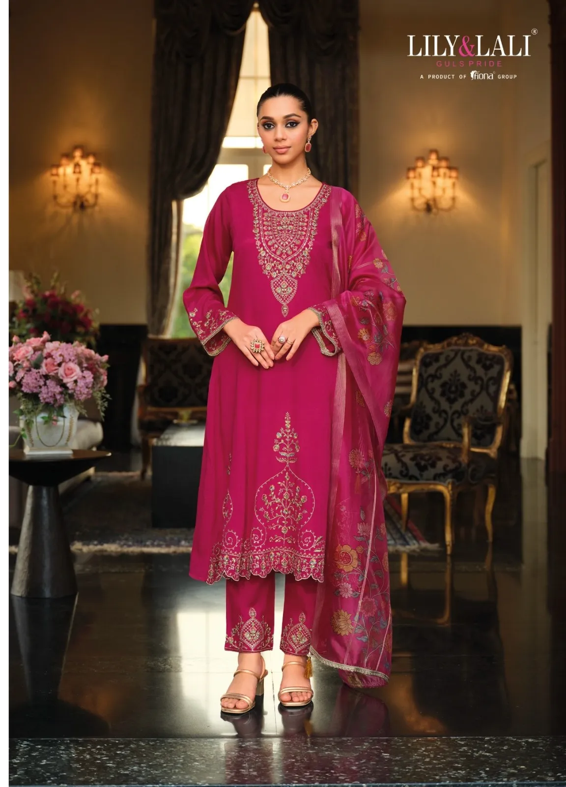 Lily And Lali Helina Chinon Silk With Embroidery Work Readymade Salwar Suit