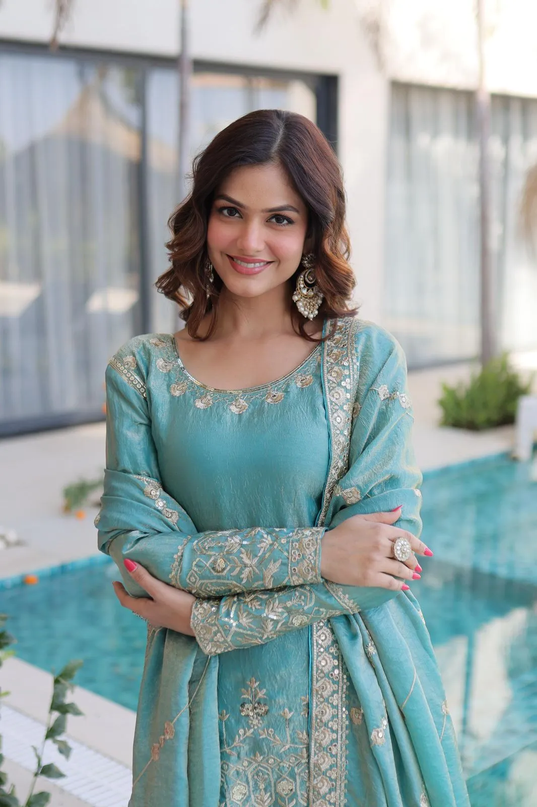 LW-9320 Sequins Embroidered work Readymade Sharara Salwar Suit Set