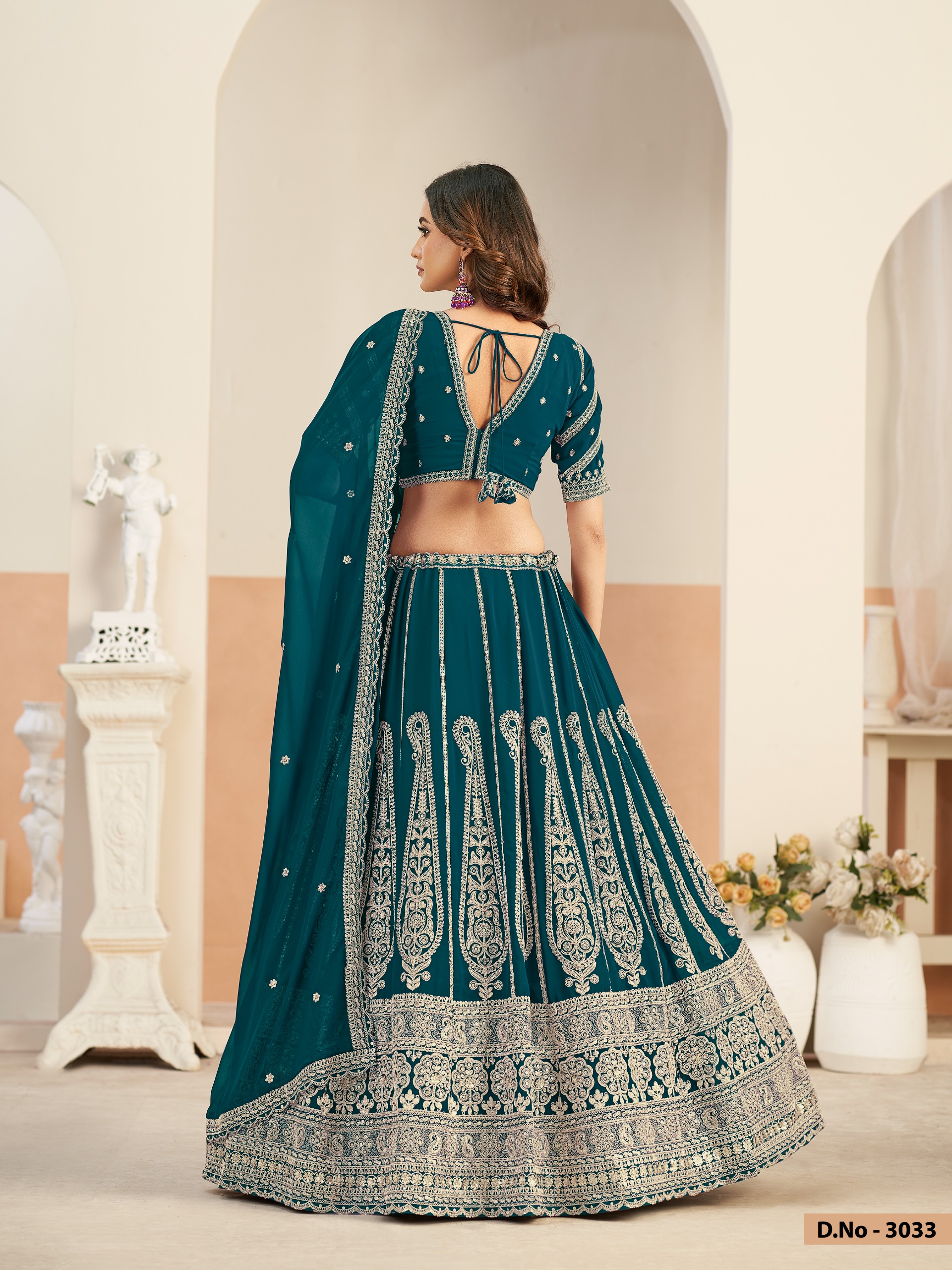 Mehvish Vol 33 Faux Georgette With Work Lehenga Choli Set — Wholesale Lehenga, Vardan Ethnic wholesale from Surat — view 7