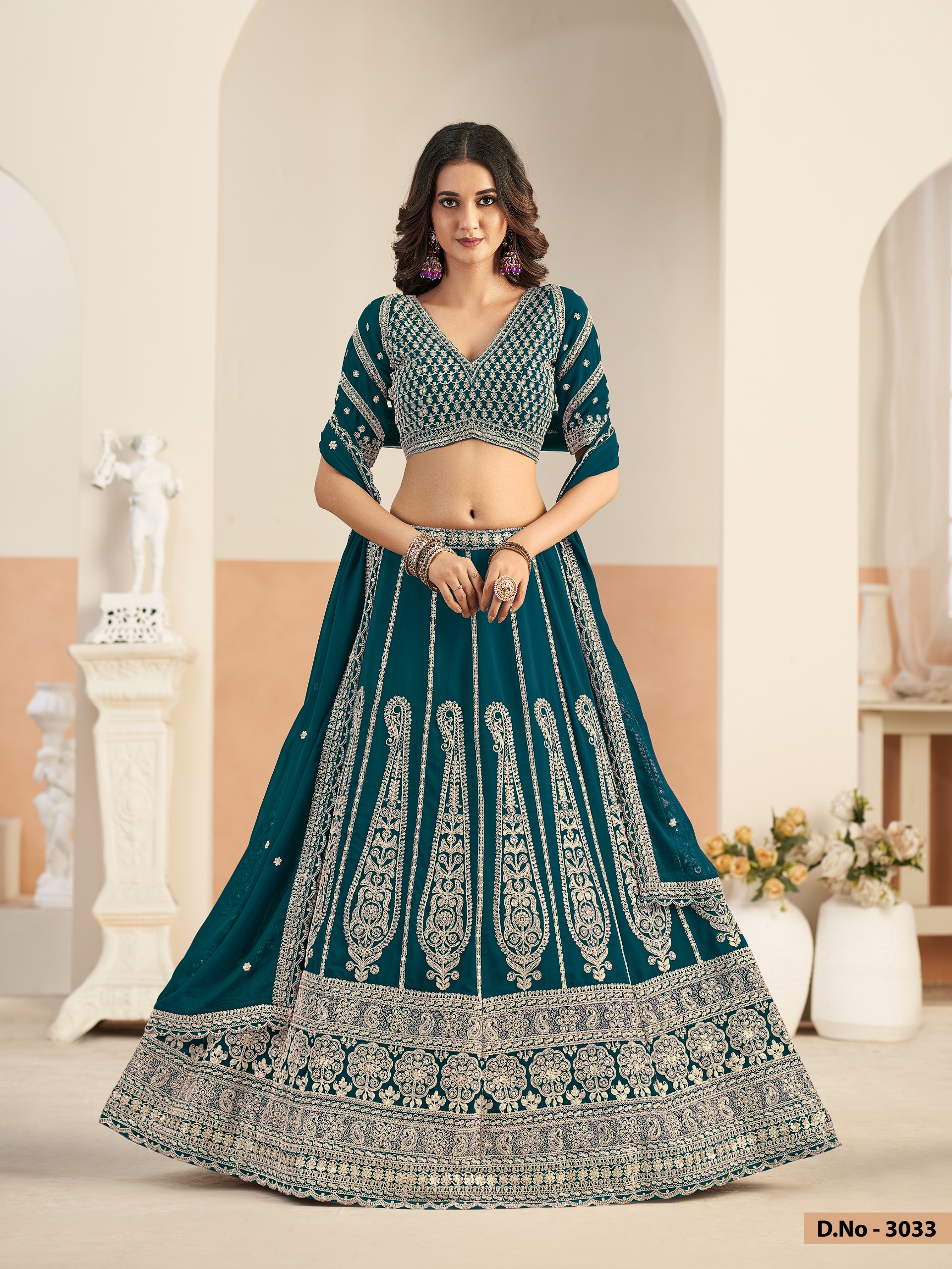Mehvish Vol 33 Faux Georgette With Work Lehenga Choli Set — Wholesale Lehenga, Vardan Ethnic wholesale from Surat — view 8