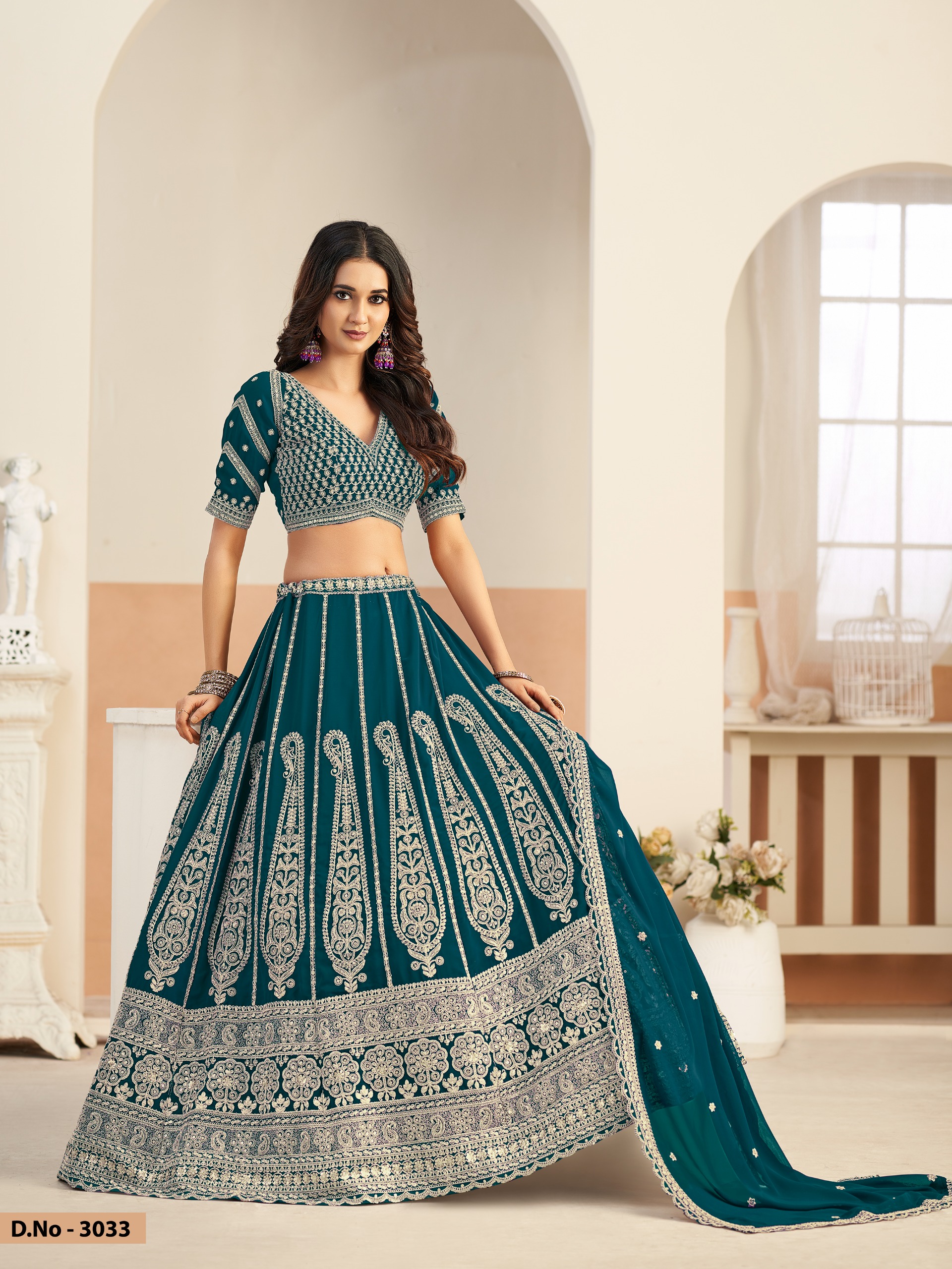 Mehvish Vol 33 Faux Georgette With Work Lehenga Choli Set — Wholesale Lehenga, Vardan Ethnic wholesale from Surat — view 10