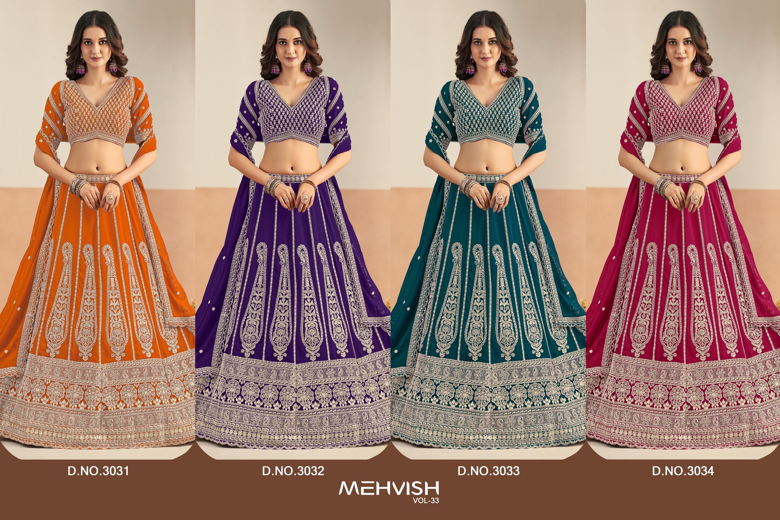 Mehvish Vol 33 Faux Georgette With Work Lehenga Choli Set — Wholesale Lehenga, Vardan Ethnic wholesale from Surat — view 11