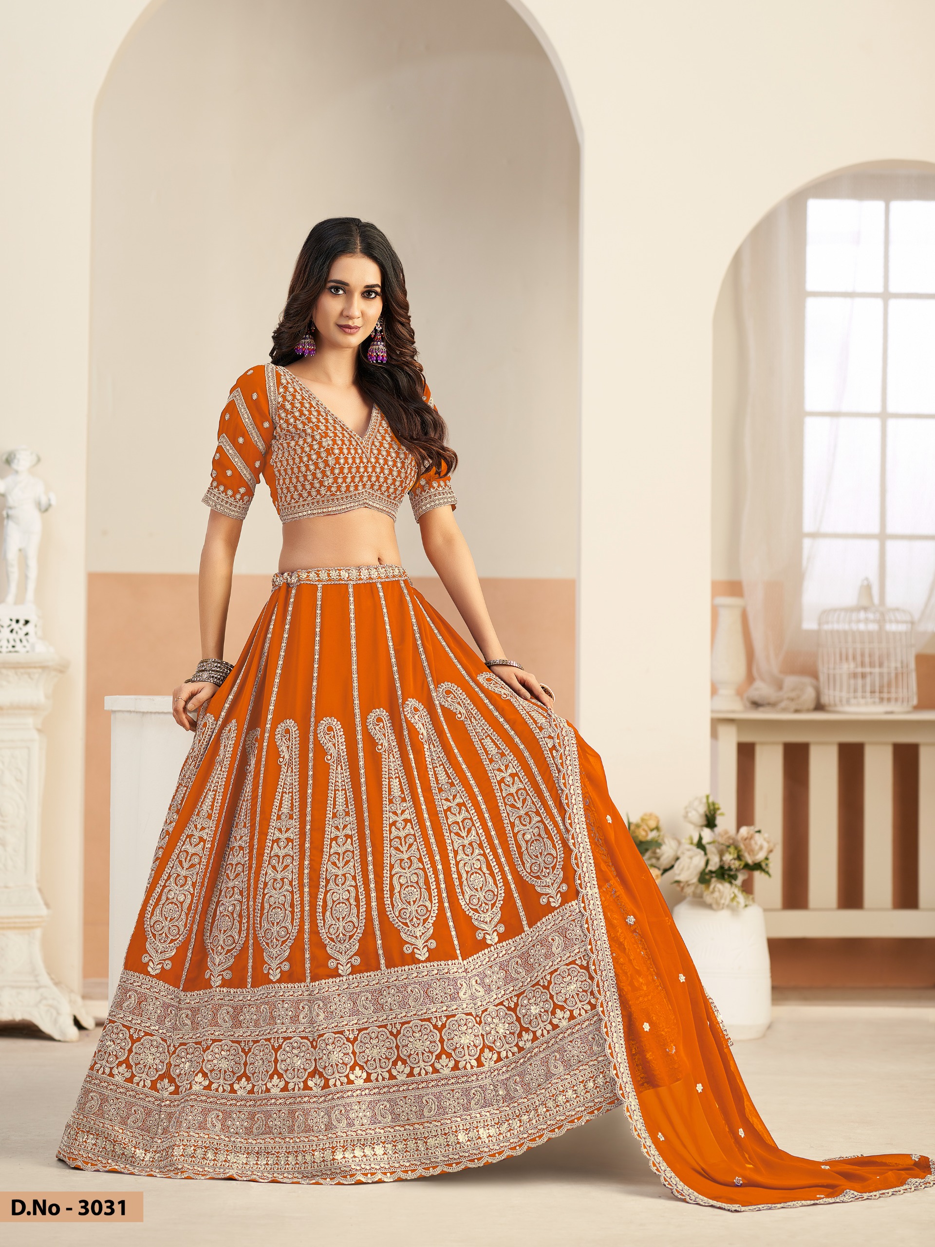 Mehvish Vol 33 Faux Georgette With Work Lehenga Choli Set — Wholesale Lehenga, Vardan Ethnic wholesale from Surat — view 3