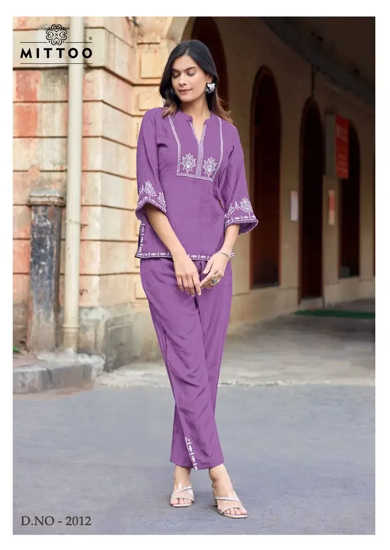 Mittoo Korra Vol 2 Viscose With Handwork Casual Wear Co Ord Set