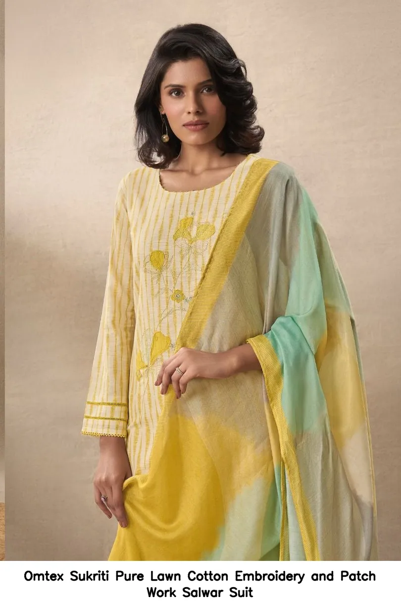Omtex Sukriti Pure Lawn Cotton Embroidery and Patch Work Salwar Suit