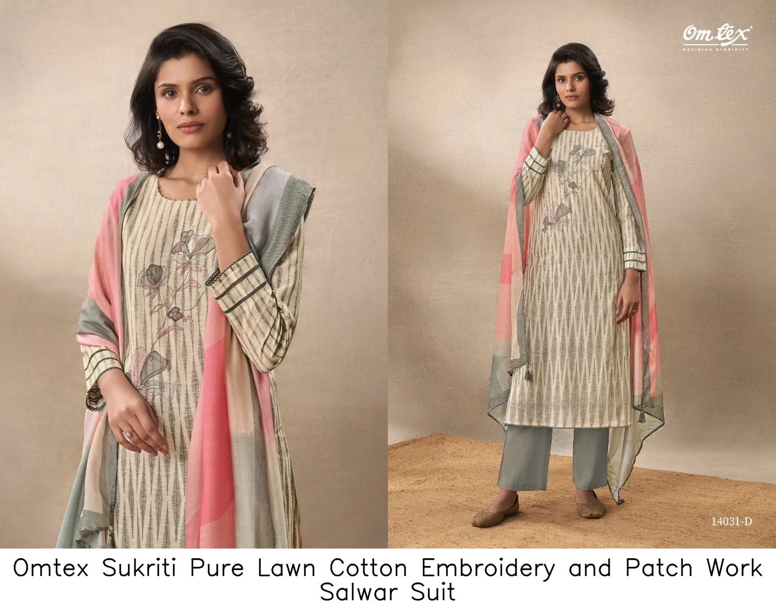 Omtex Sukriti Pure Lawn Cotton Embroidery and Patch Work Salwar Suit
