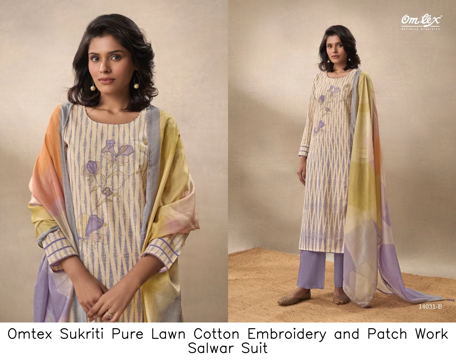Omtex Sukriti Pure Lawn Cotton Embroidery and Patch Work Salwar Suit