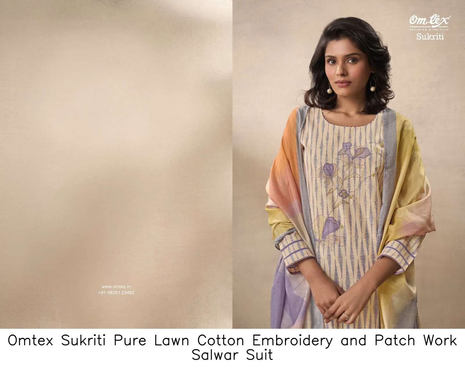Omtex Sukriti Pure Lawn Cotton Embroidery and Patch Work Salwar Suit