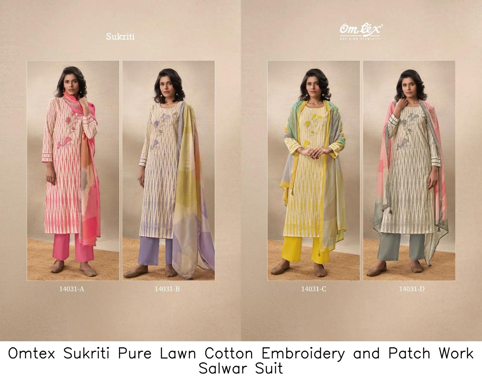 Omtex Sukriti Pure Lawn Cotton Embroidery and Patch Work Salwar Suit