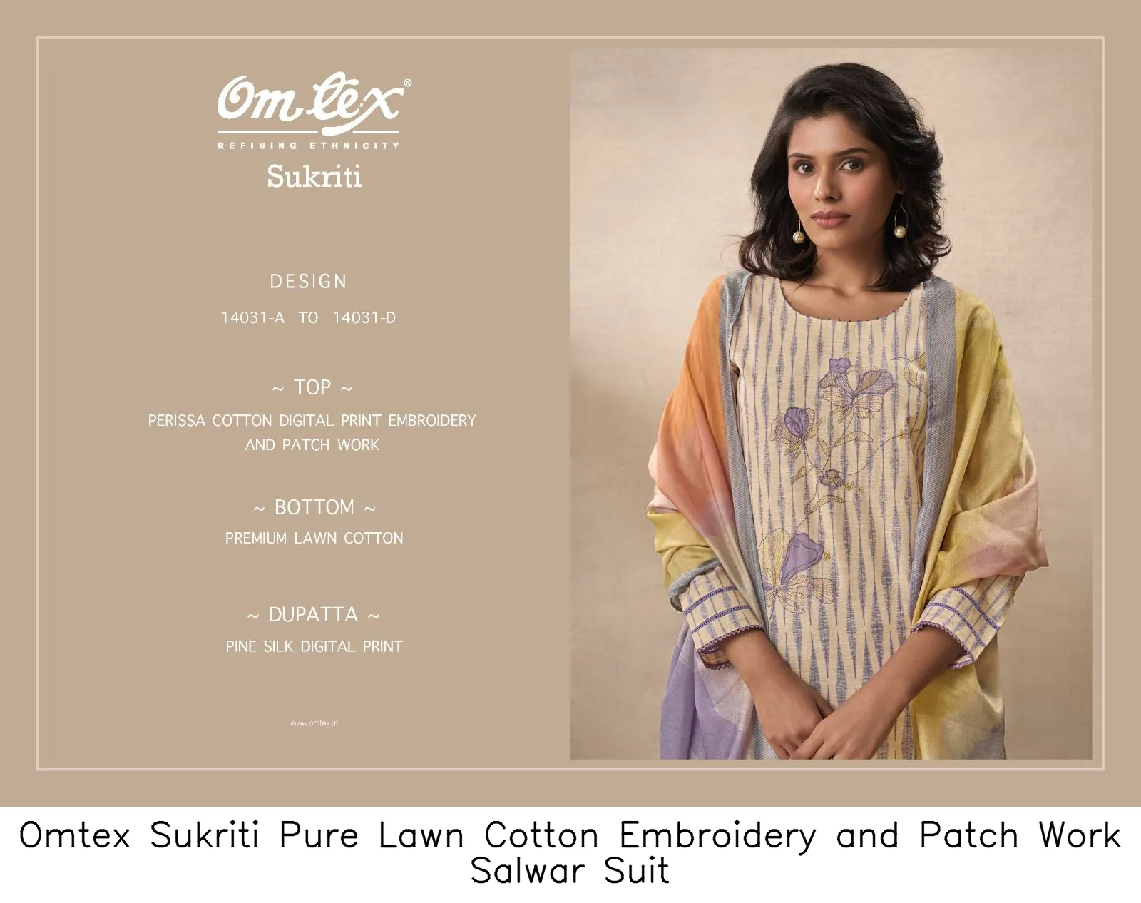 Omtex Sukriti Pure Lawn Cotton Embroidery and Patch Work Salwar Suit