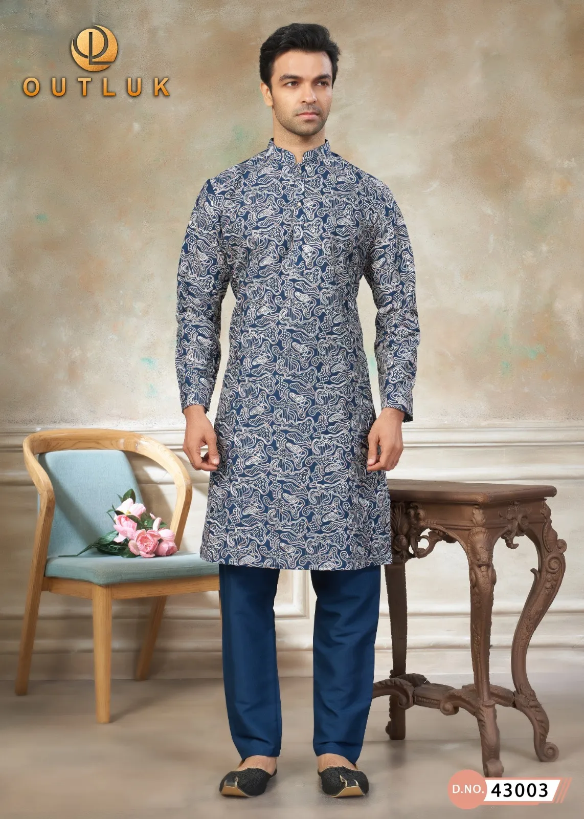 Outluk Wedding Vol 43 Silk Embroidery Work Kurta And Pajama Set