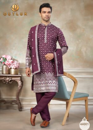 Wedding Vol 44 Pure Silk Embroidered Kurta Pajama Dupatta Collection