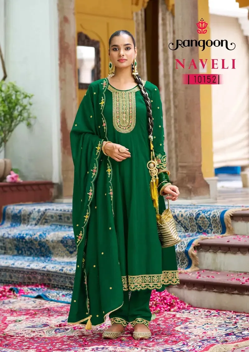 Rangoon Naveli Silk With Embroidery Work Readymade Anarkali Suit