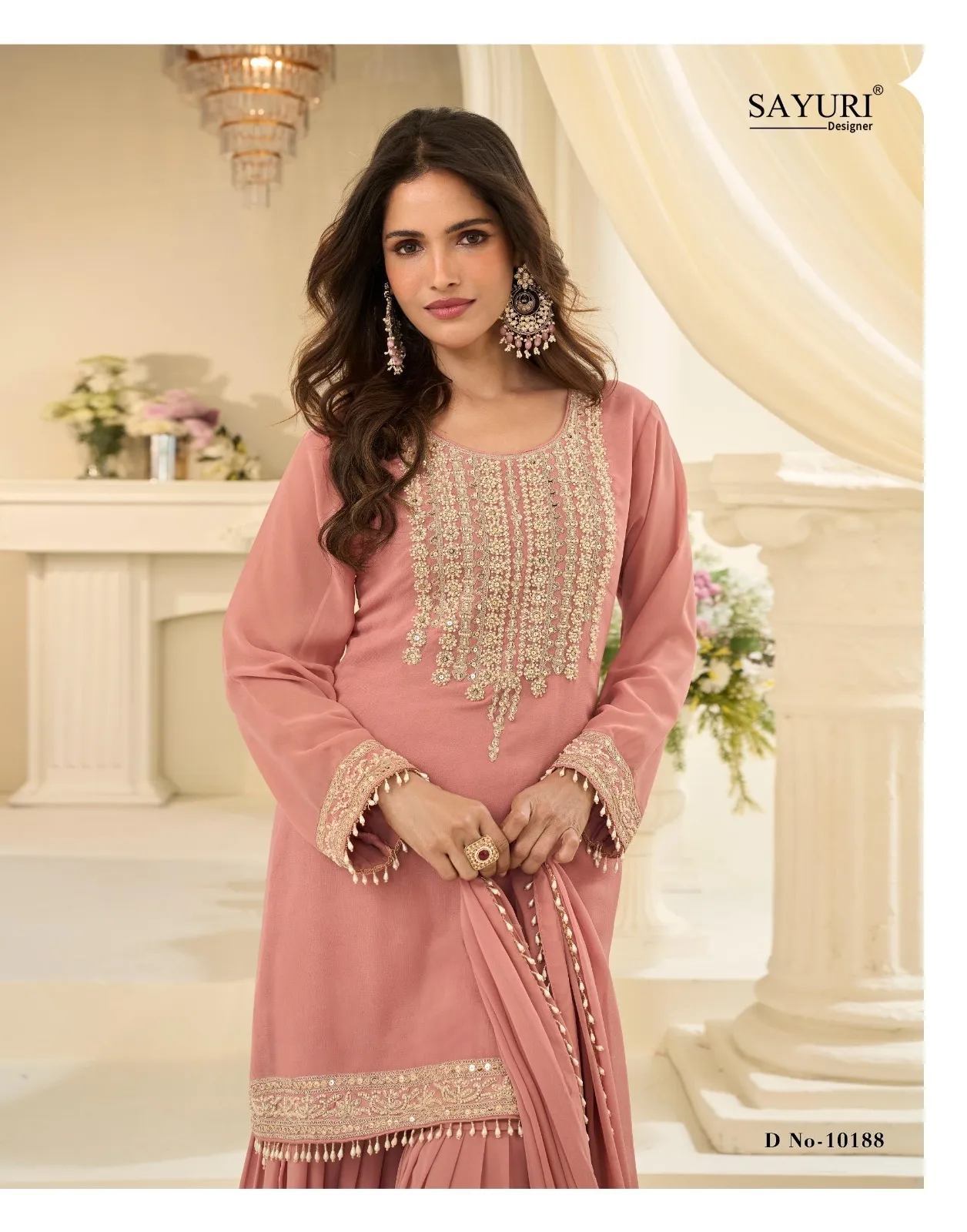 Sayuri Bansuri Georgette With Embroidered Reaymade Sharara Salwar Suit