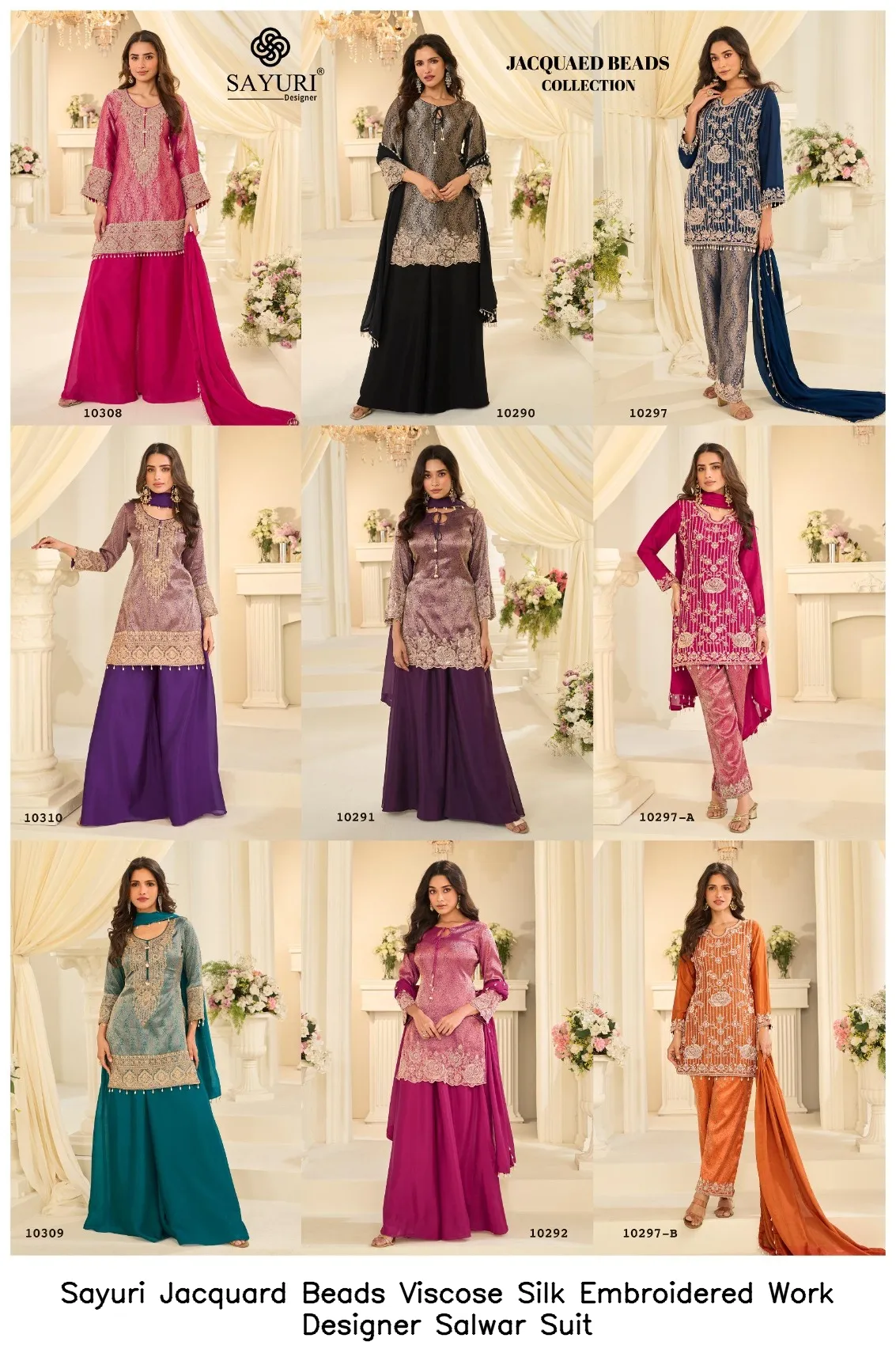 Sayuri Jacquard Beads Viscose Silk Embroidered Work Designer Salwar Suit