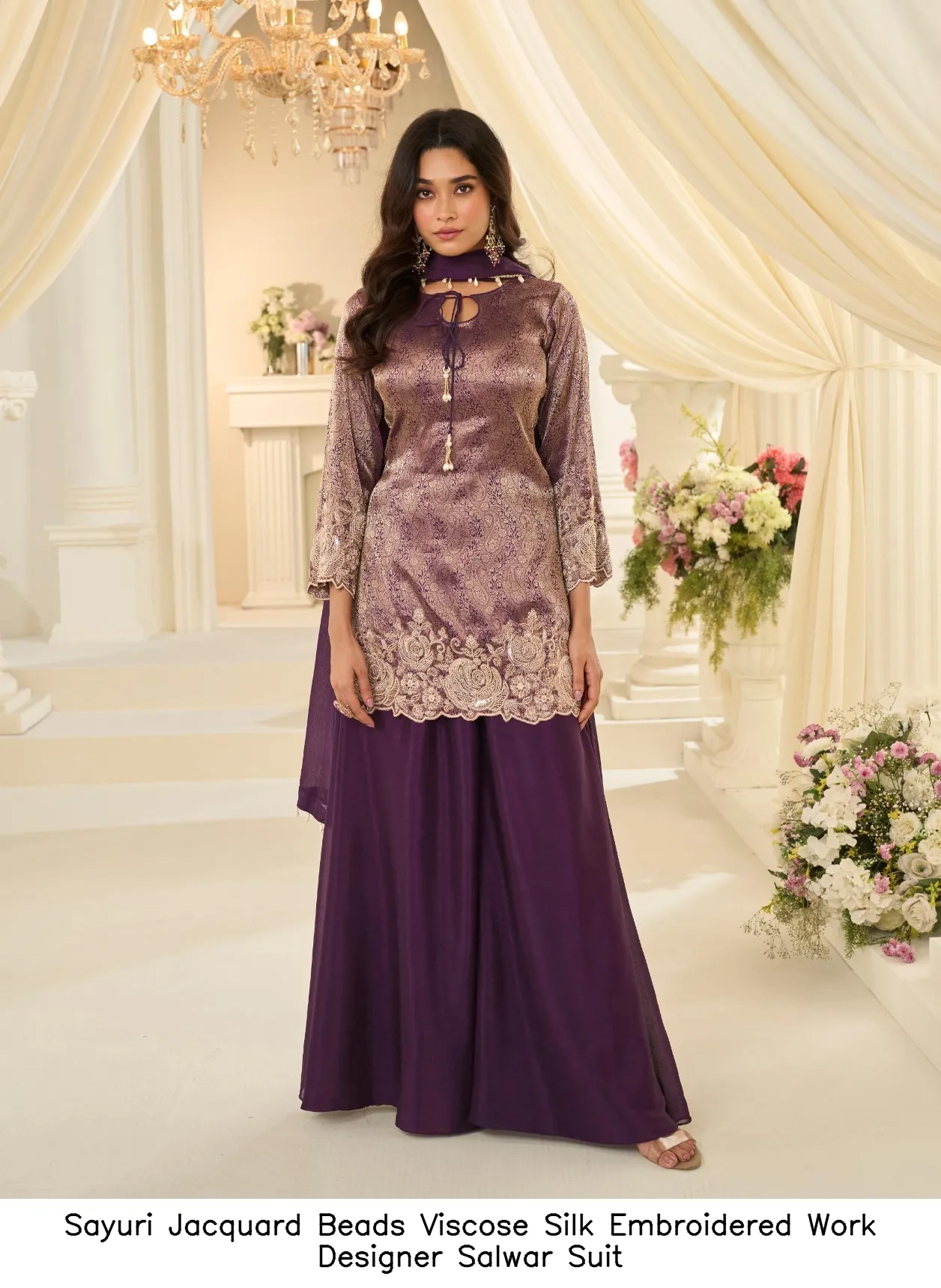 Sayuri Jacquard Beads Viscose Silk Embroidered Work Designer Salwar Suit