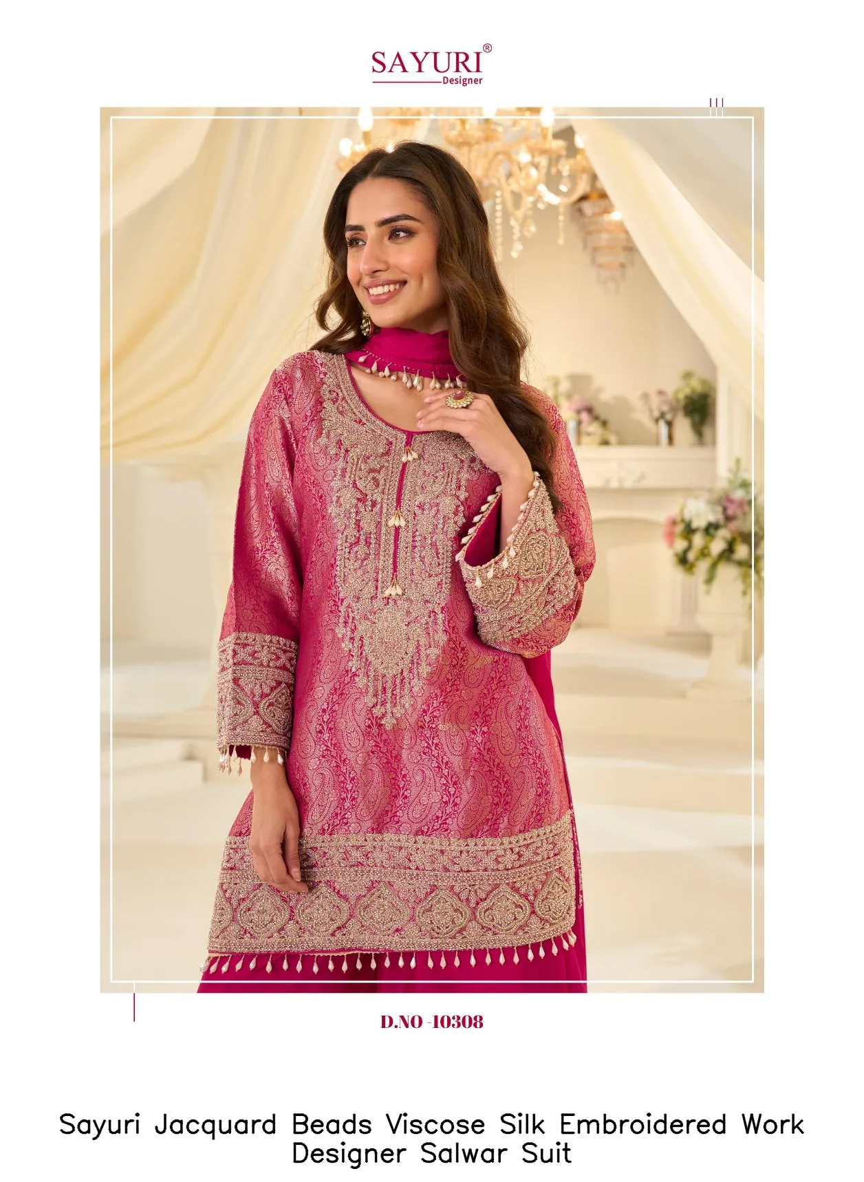 Sayuri Jacquard Beads Viscose Silk Embroidered Work Designer Salwar Suit