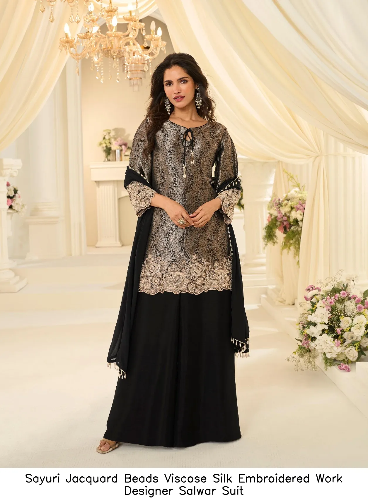 Sayuri Jacquard Beads Viscose Silk Embroidered Work Designer Salwar Suit