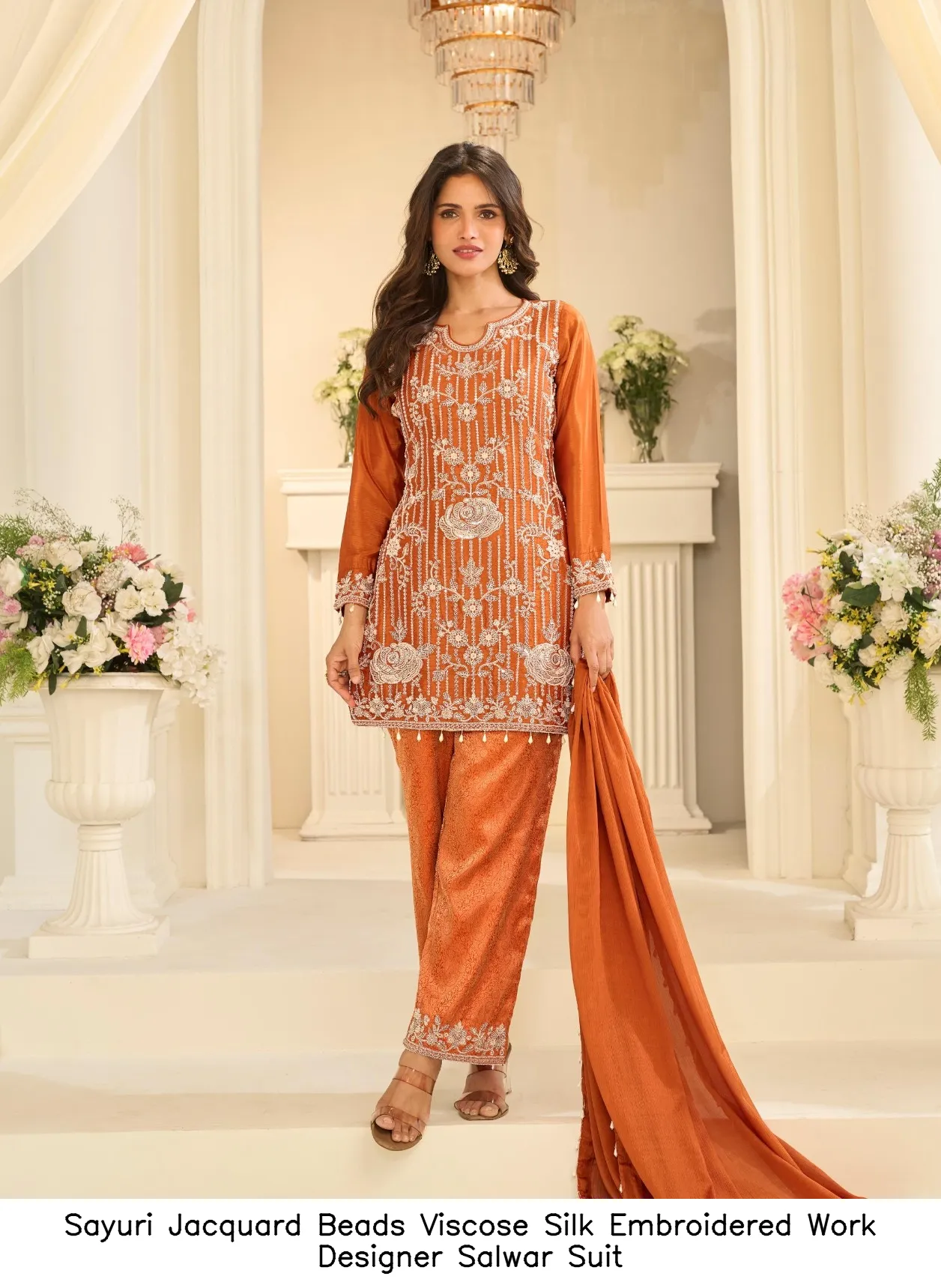 Sayuri Jacquard Beads Viscose Silk Embroidered Work Designer Salwar Suit