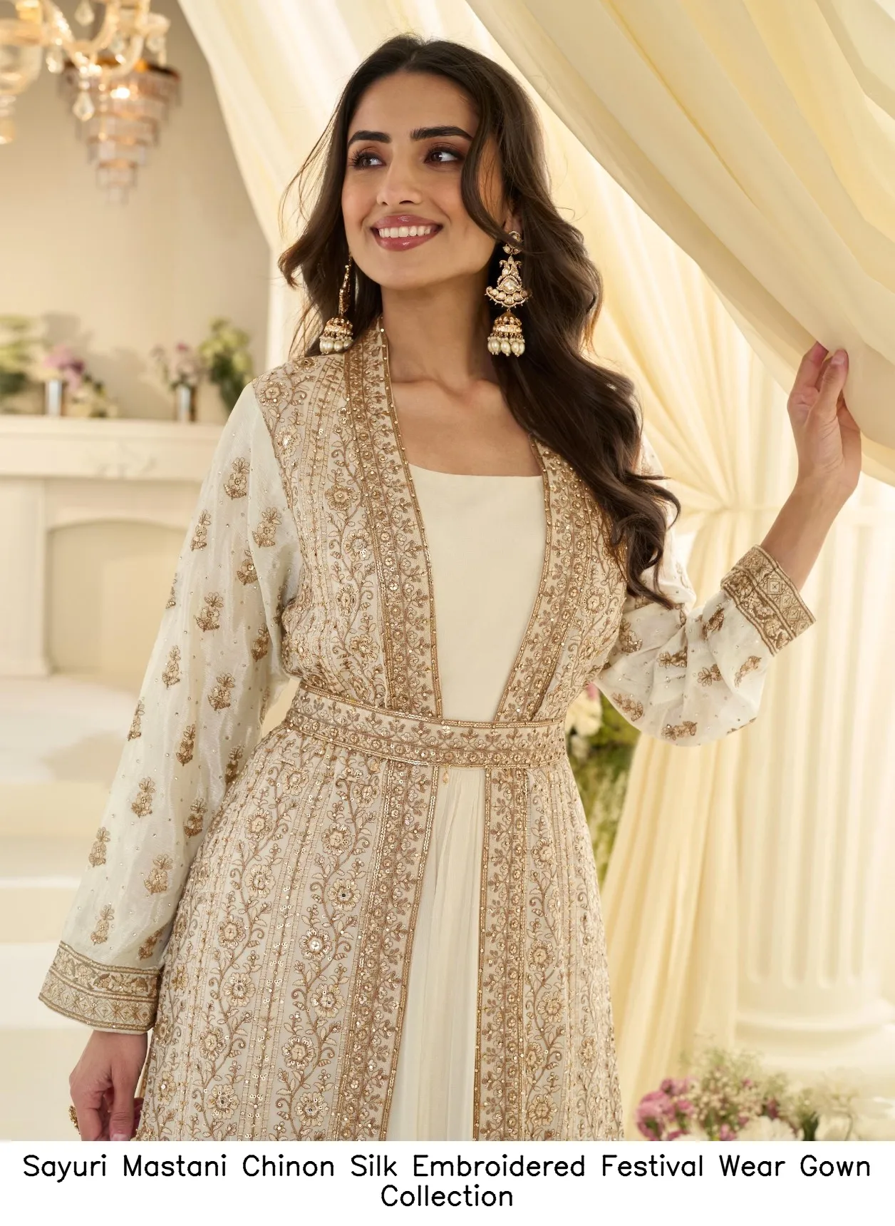 Sayuri Mastani Chinon Silk Embroidered Festival Wear Gown Collection