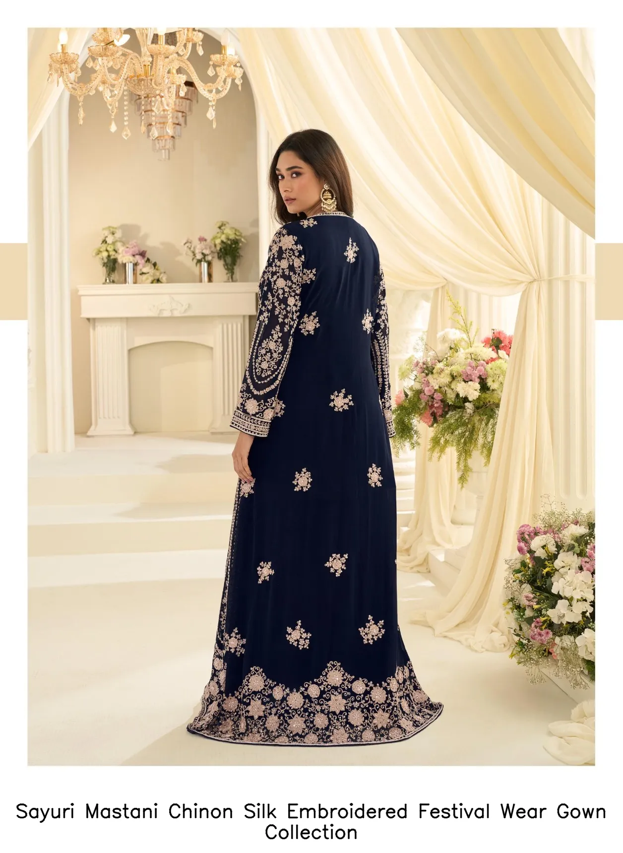 Sayuri Mastani Chinon Silk Embroidered Festival Wear Gown Collection