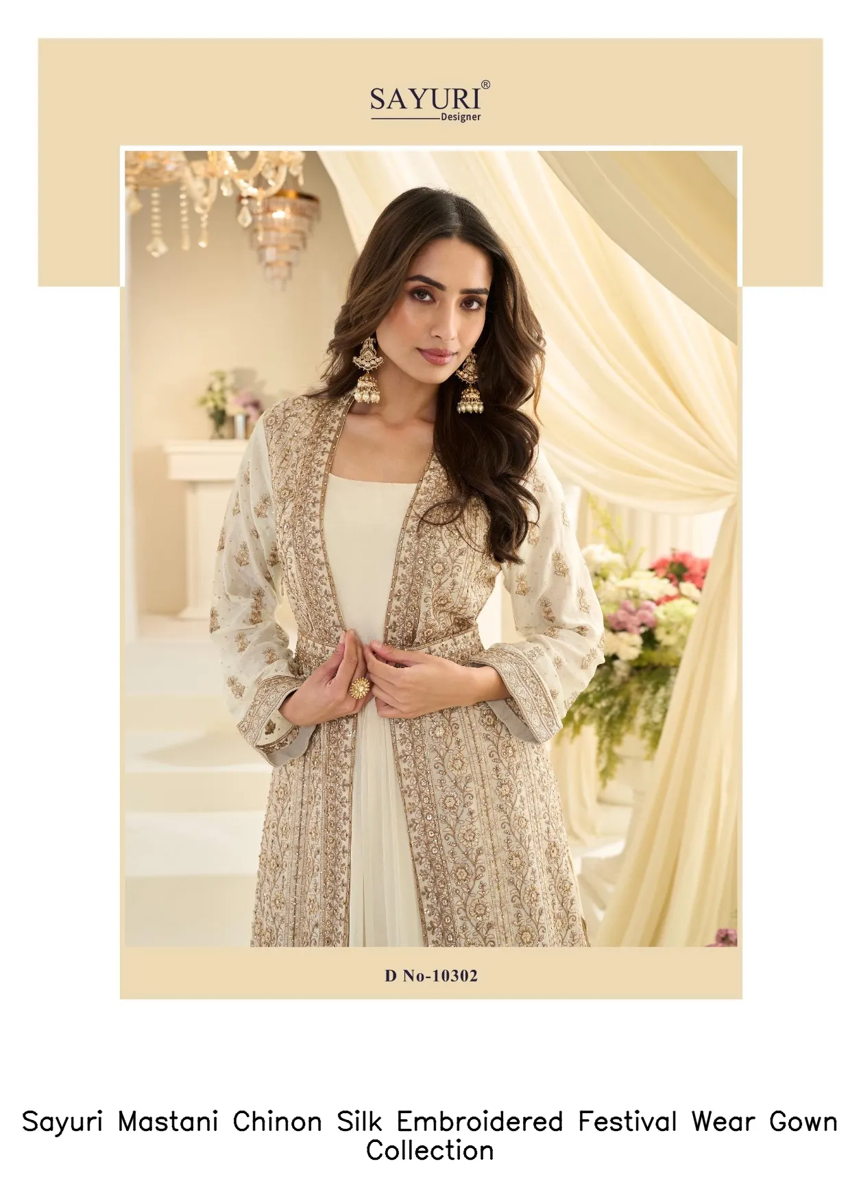 Sayuri Mastani Chinon Silk Embroidered Festival Wear Gown Collection