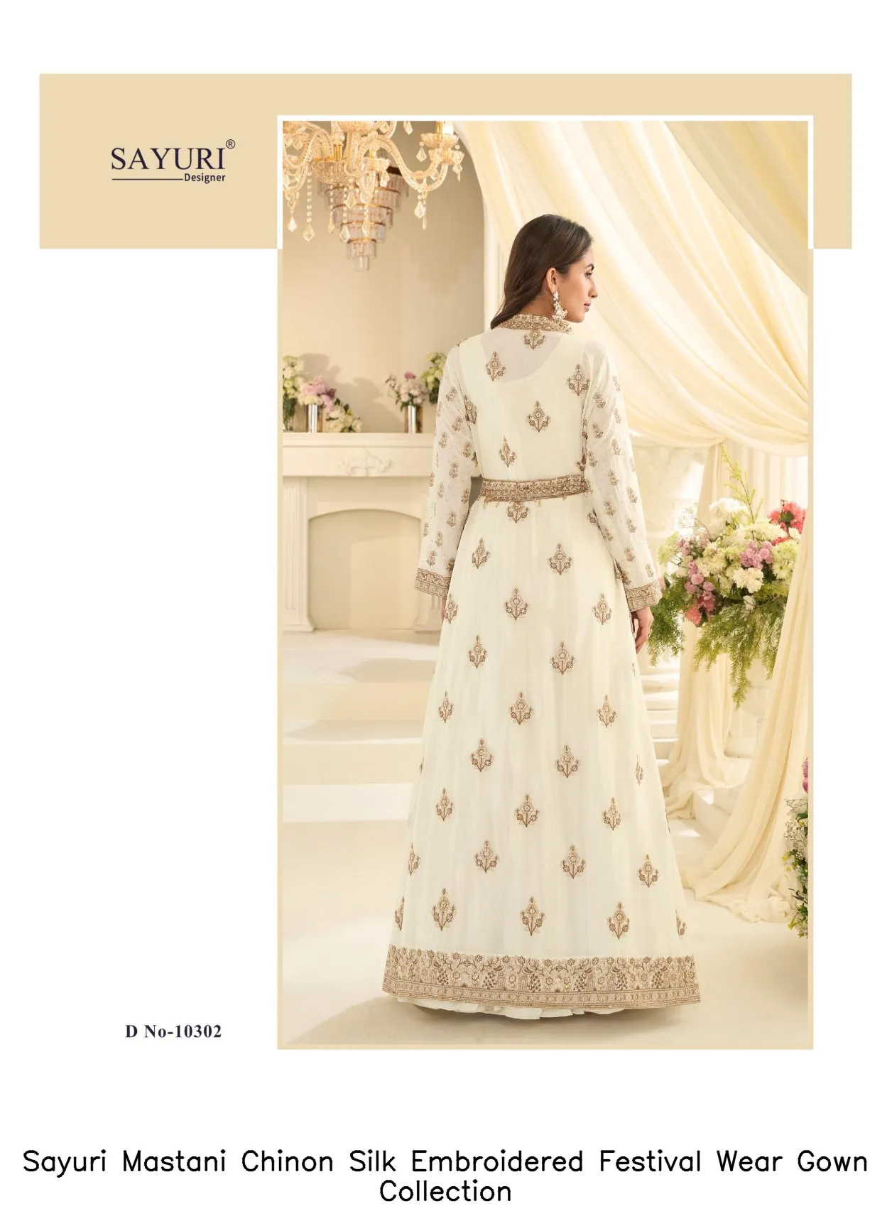 Sayuri Mastani Chinon Silk Embroidered Festival Wear Gown Collection