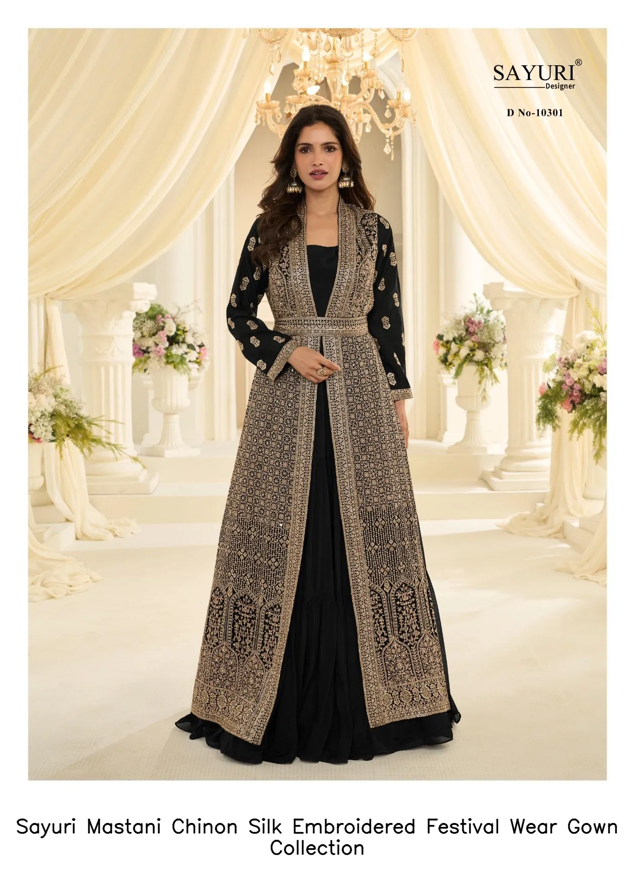 Sayuri Mastani Chinon Silk Embroidered Festival Wear Gown Collection