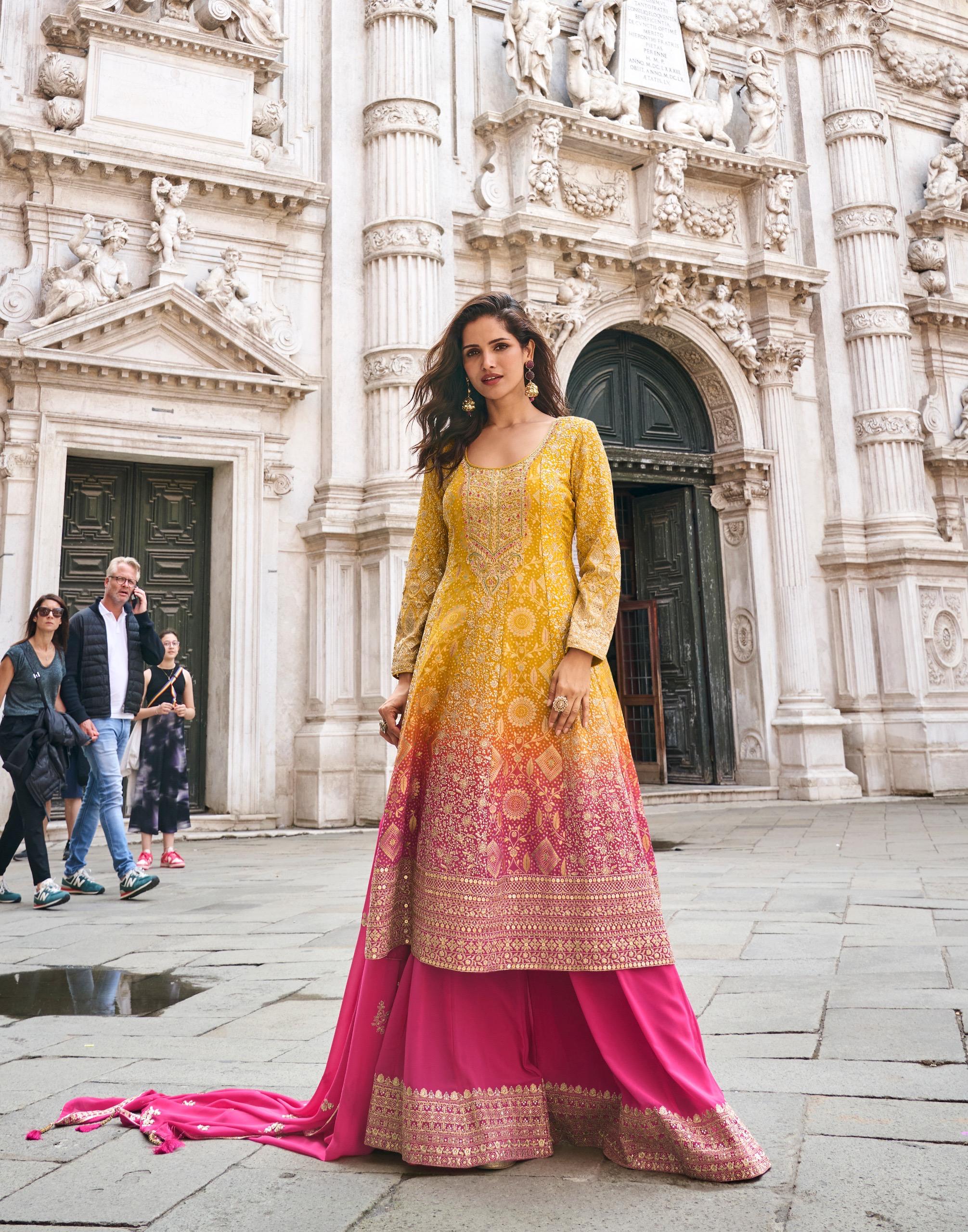 Sayuri Sugandh Viscose Jacquard Silk Embroidered Sharara Suit Collection — Wholesale Readymade Suit, MPA wholesale from Surat - Gallery Image 4