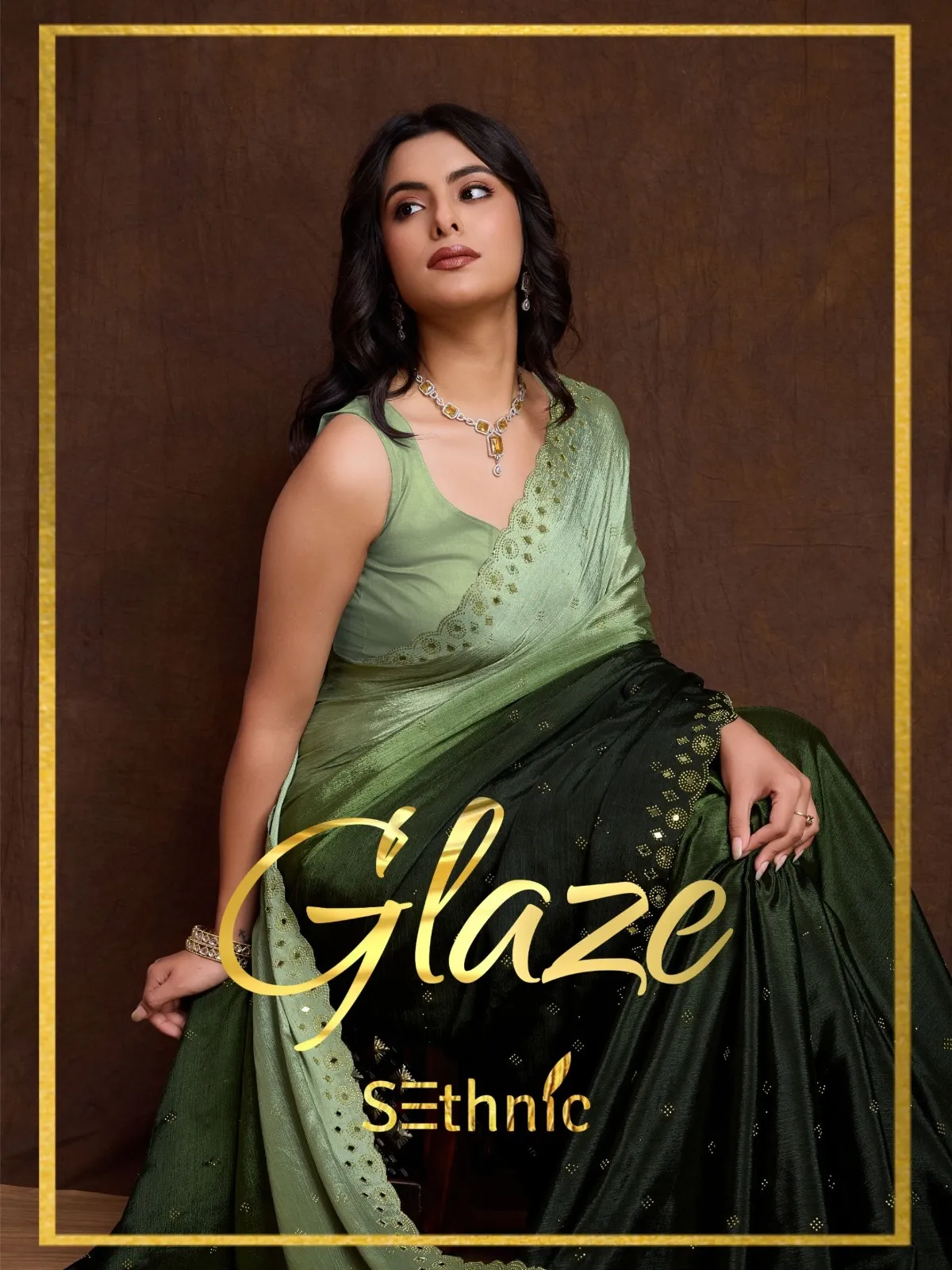 Sethnic Glaze Mirror work Partywear Saree Collection