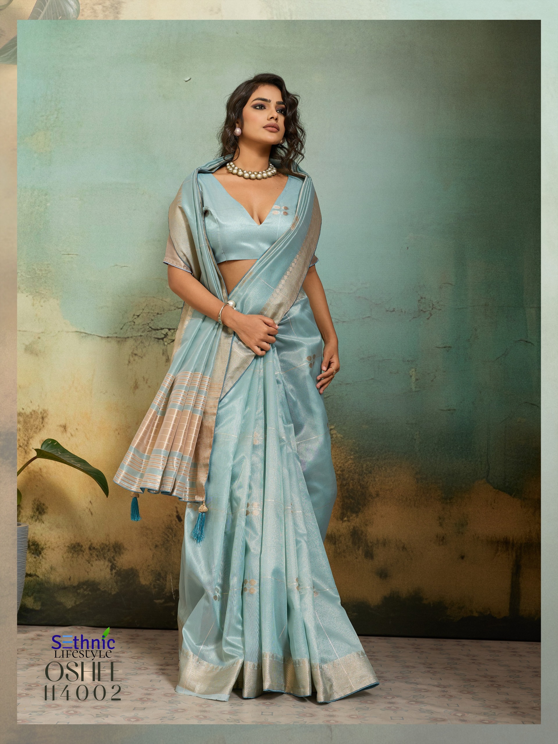 Sethnic Oshee Vibe Tissue Linen Zari Woven Festival Wear Saree — Wholesale Sarees, Sethnic Lifestyle wholesale from Surat — view 2