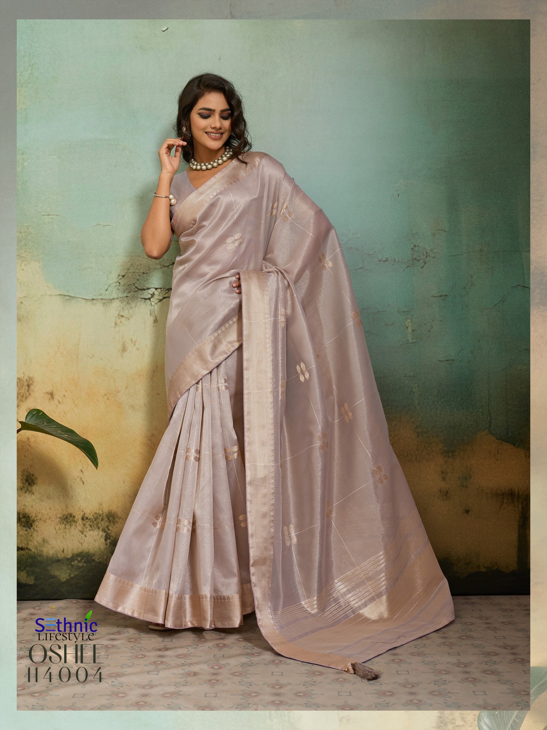 Sethnic Oshee Vibe Tissue Linen Zari Woven Festival Wear Saree — Wholesale Sarees, Sethnic Lifestyle wholesale from Surat — view 3