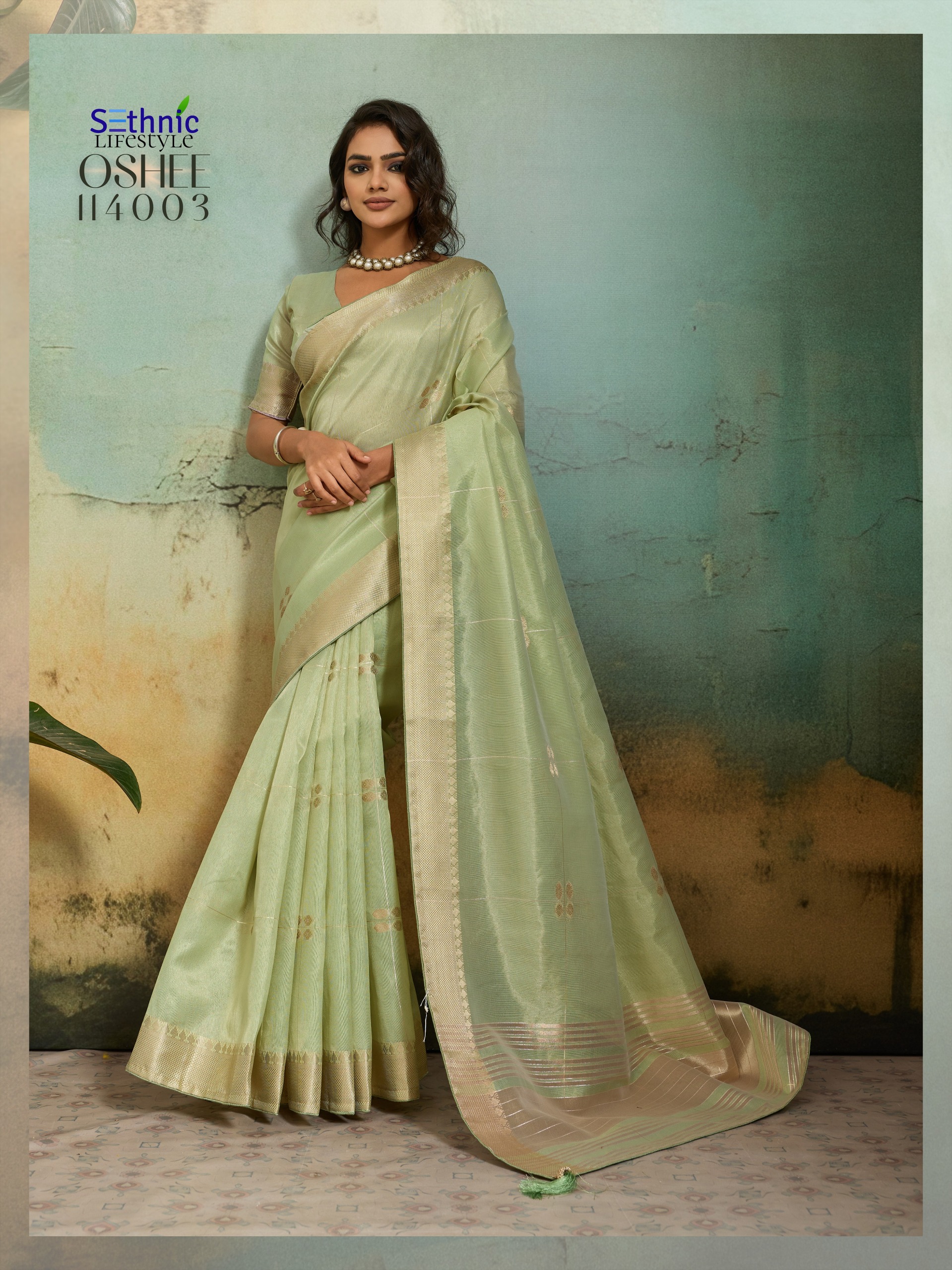 Sethnic Oshee Vibe Tissue Linen Zari Woven Festival Wear Saree — Wholesale Sarees, Sethnic Lifestyle wholesale from Surat — view 4