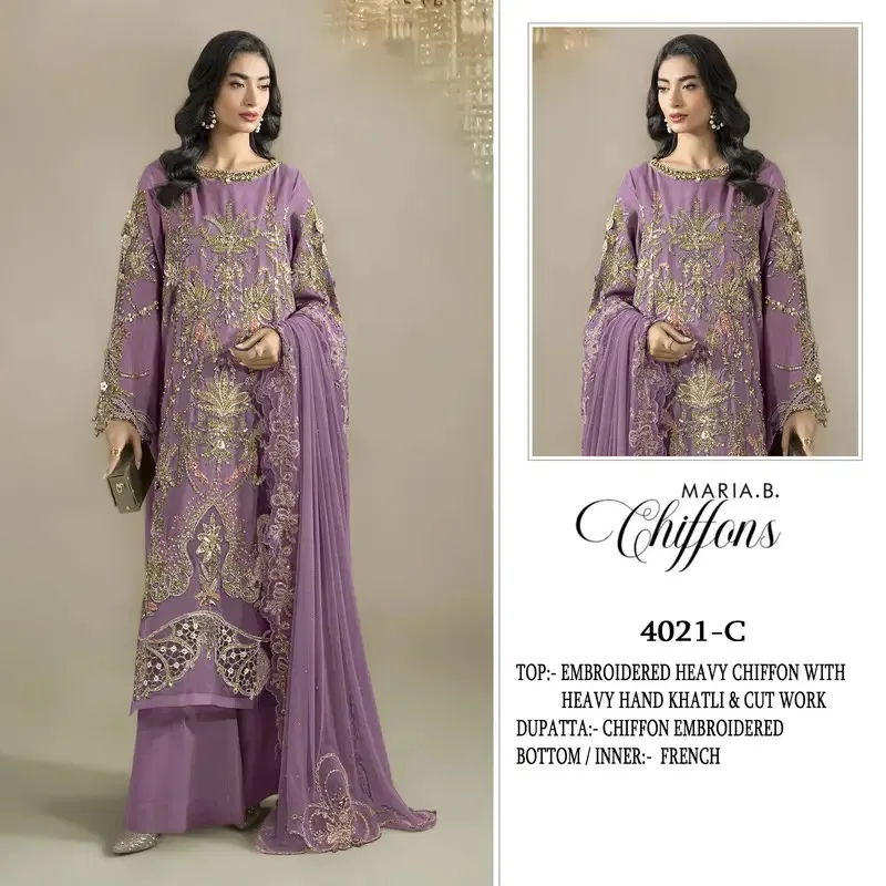 Shree 4021 A To D Chiffon With Embroidery Work Pakistani Salwar Suit