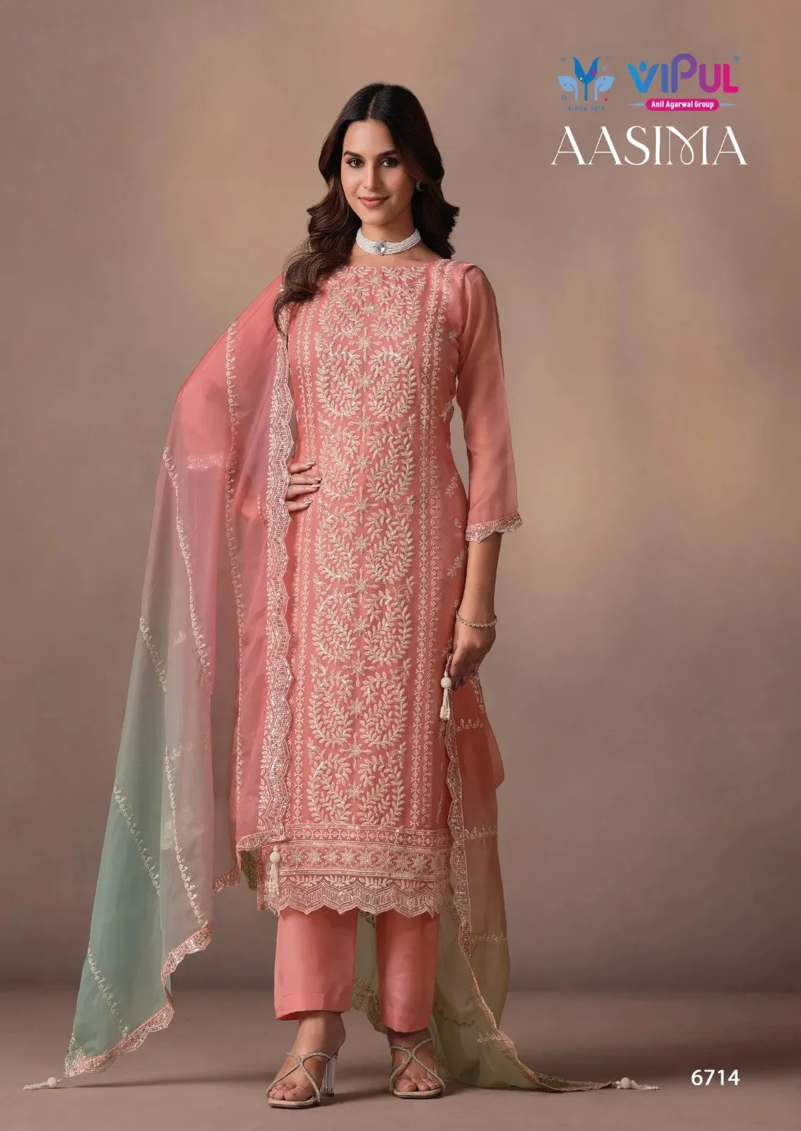 Vipul Aasima Organza With Embroidery Work Salwar Kameez Catalog