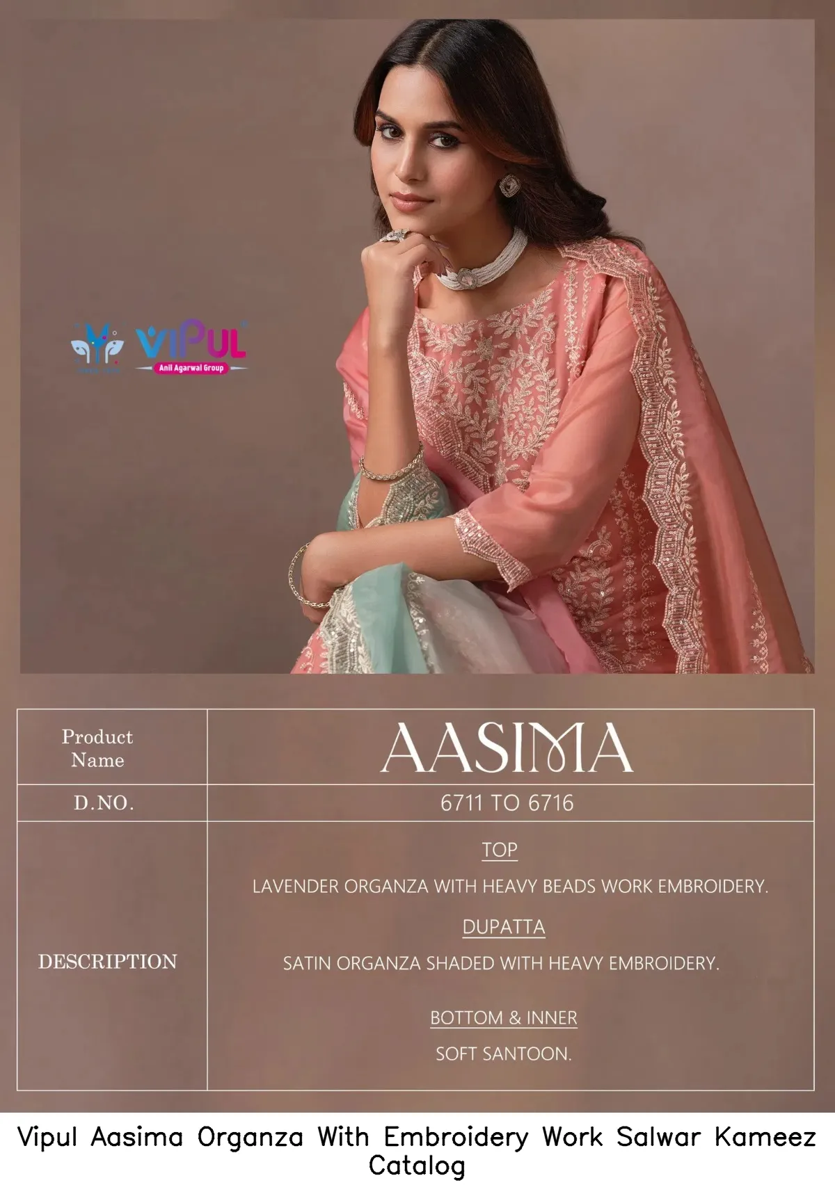 Vipul Aasima Organza With Embroidery Work Salwar Kameez Catalog