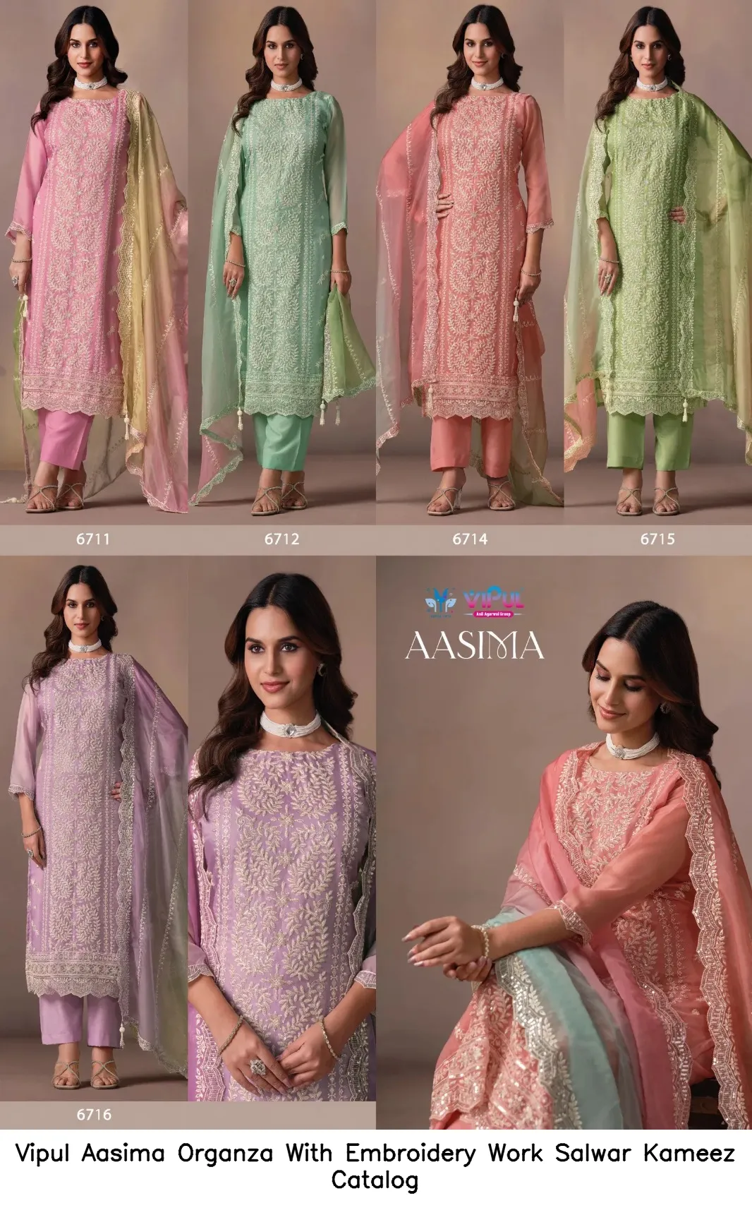 Vipul Aasima Organza With Embroidery Work Salwar Kameez Catalog