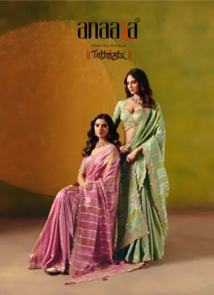 Tathastu Anaara 8400 Series Pastel Designer Zari Silk Saree with Embroidery & Readymade Blouse