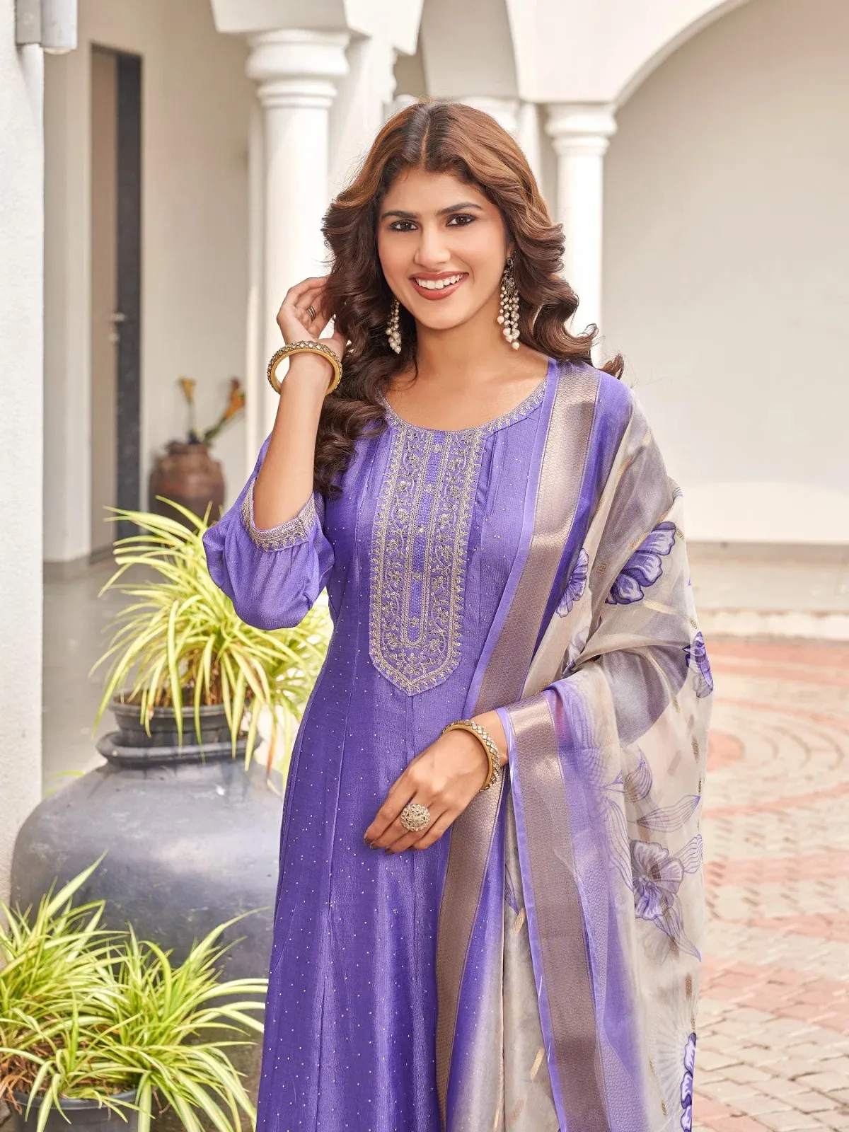 Aanchi Mishka Vichitra Silk Fancy Kurti With Bottom Dupatta Set