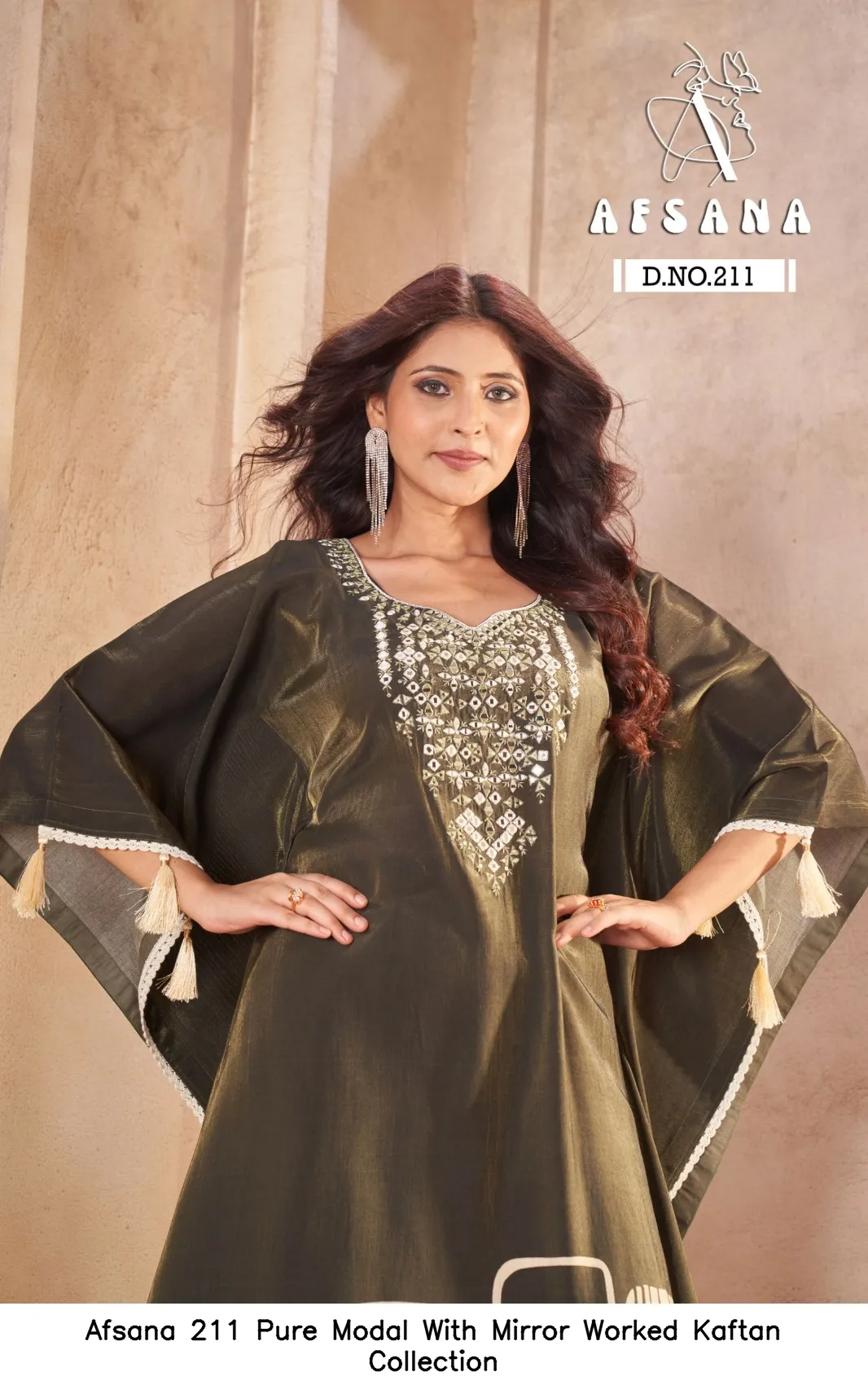 Afsana 211 Pure Modal With Mirror Worked Kaftan Collection — Wholesale Partywear Salwar Suits, Afsana wholesale from Surat — view 3