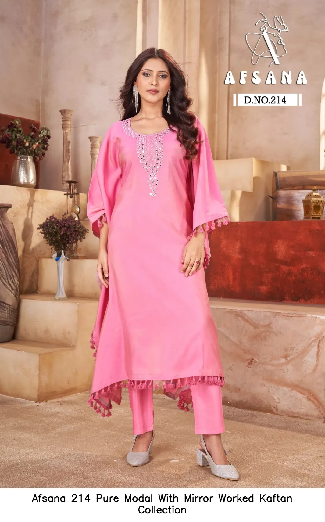 Afsana 214 Pure Modal With Mirror Worked Kaftan Collection — Wholesale Partywear Salwar Suits, Afsana wholesale from Surat — view 2